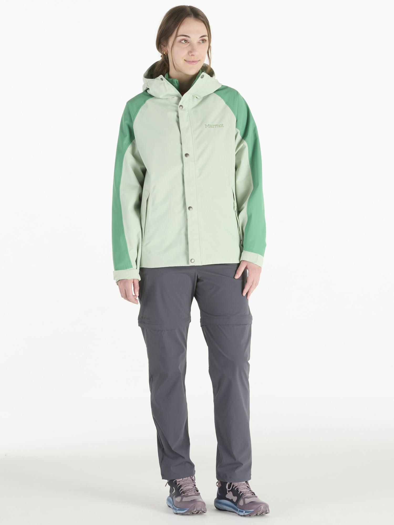 Marmot Women's Cascade Rain Jacket In Frosty Green/Clover Size: Medium