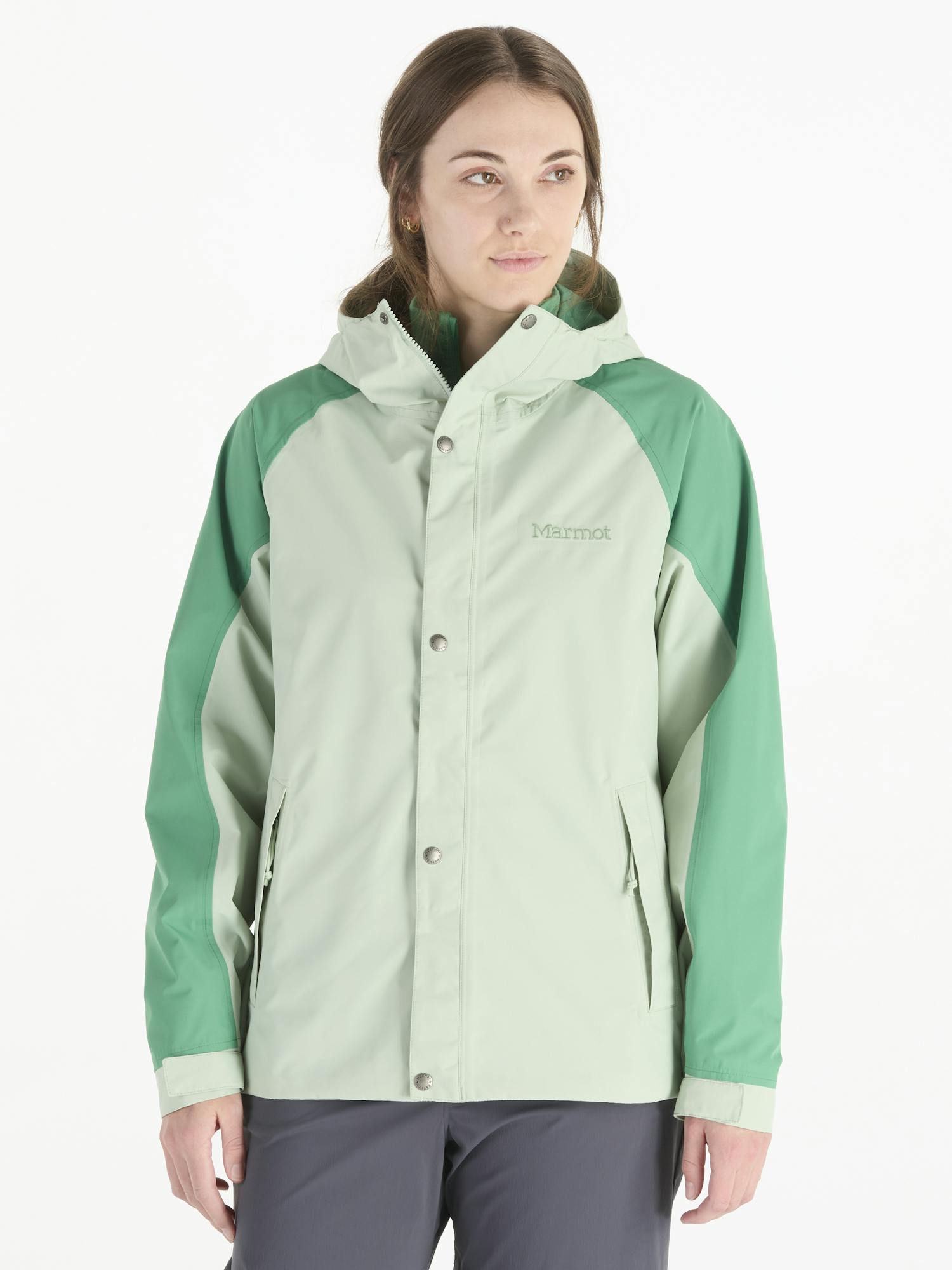 Marmot Women's Cascade Rain Jacket In Frosty Green/Clover Size: Medium