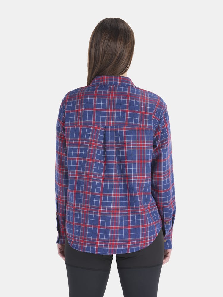 Marmot Women's Fairfax Novelty Lightweight Flannel Shirt In Team Red/Twilight Blue Size: Medium