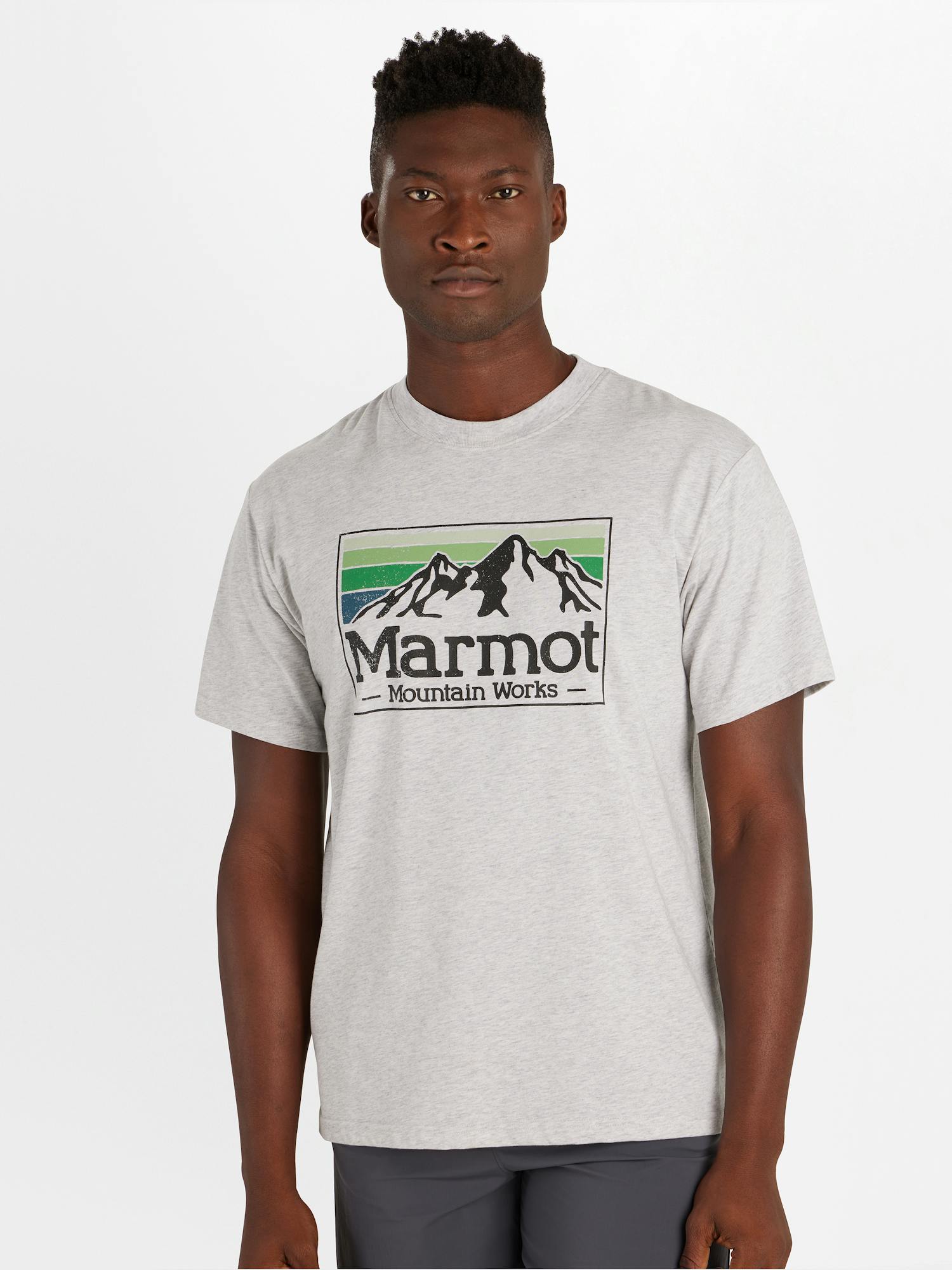 Men's Marmot Mountain Works Gradient Short-Sleeve T-Shirt Jacket In Light Grey Heather Size: Medium