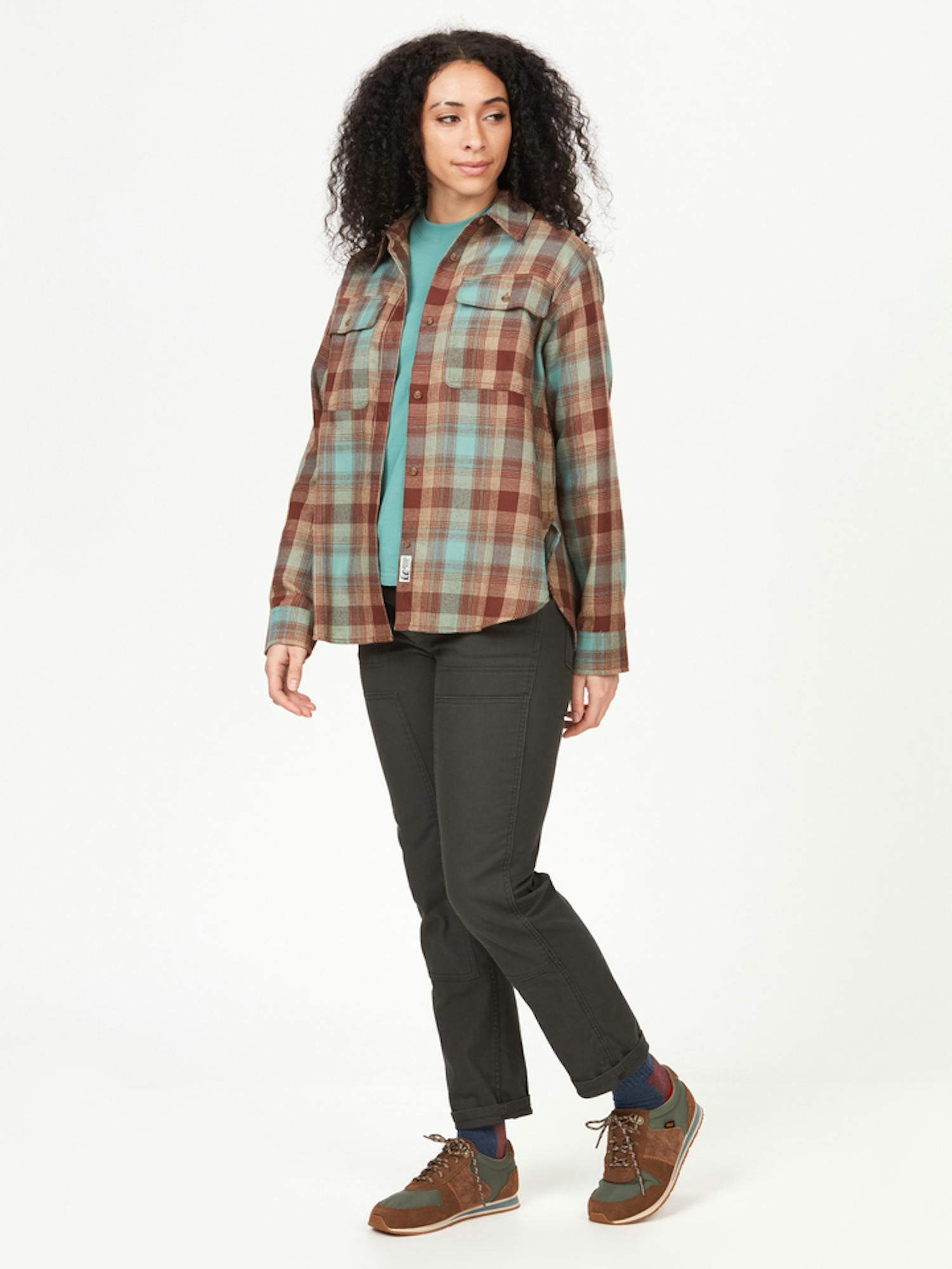 Marmot Women's Fairfax Lightweight Boyfriend Flannel Shirt In Blue Agave Size: XS