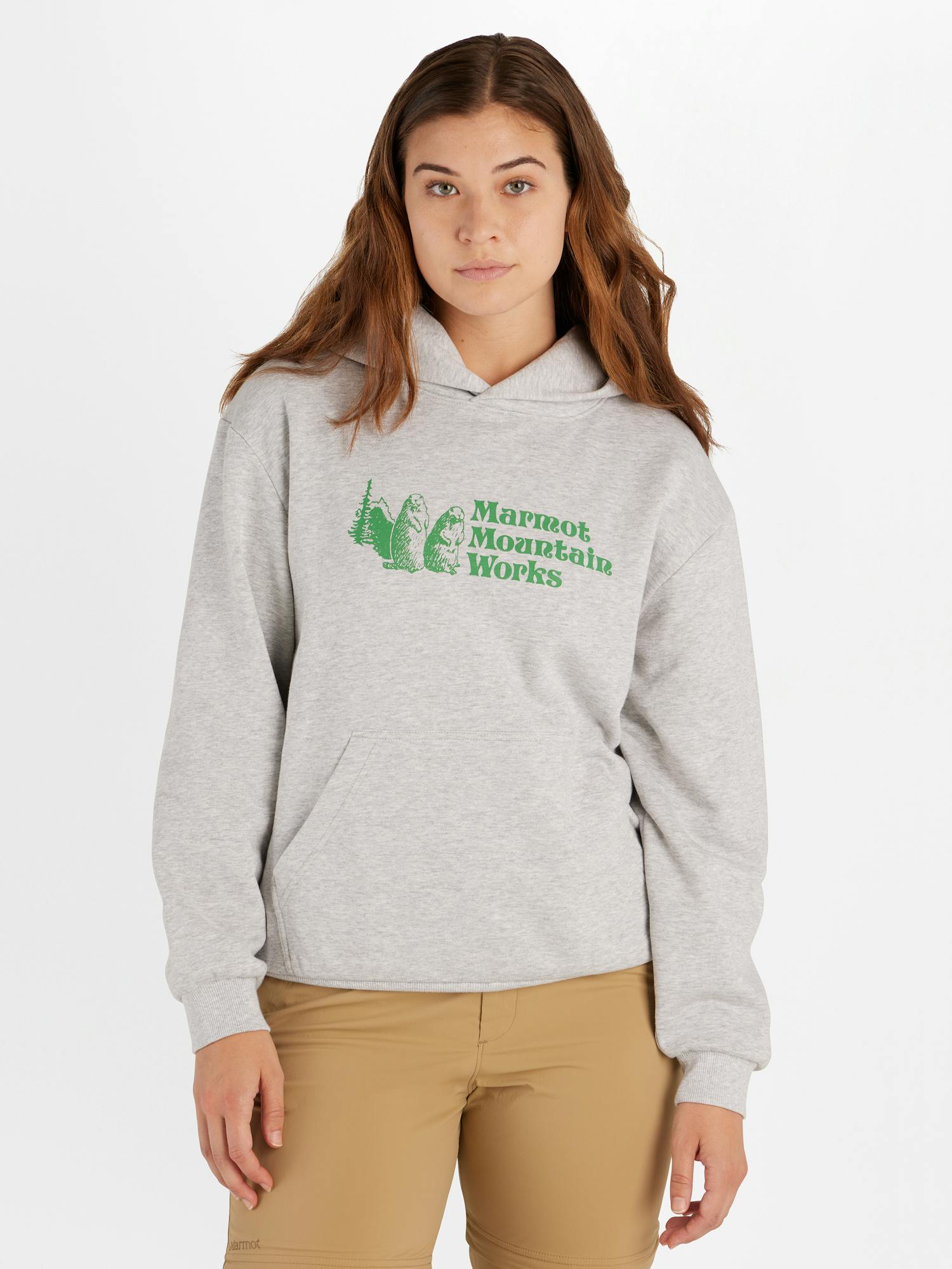 Women's Marmot Mountain Works Hoody In Light Grey Heather Size: Medium