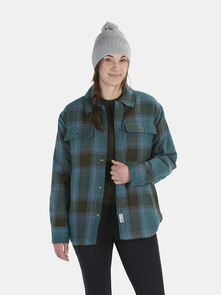 Marmot Women's Ridgefield Sherpa-Lined Flannel Jacket In Dark Jungle Size: Small