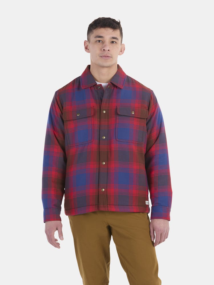 Marmot Men’s Ridgefield Heavyweight Sherpa-Lined Flannel Shirt Jacket In Team Red Size: 2XL