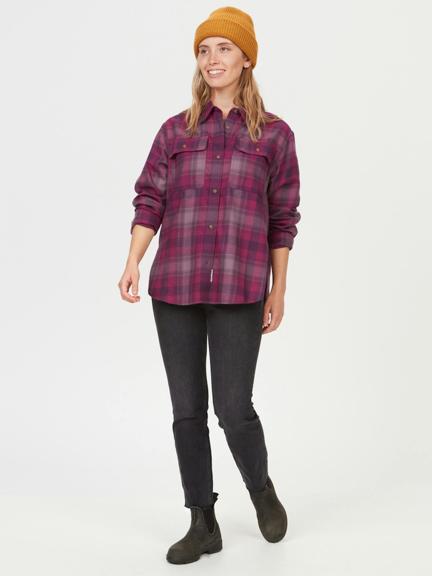 Marmot Women's Fairfax Lightweight Boyfriend Flannel Shirt In Bright Fuchsia Size: XL