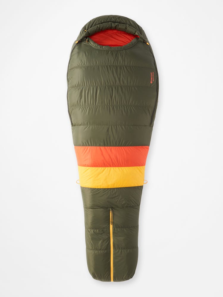 Marmot Men's Never Winter 30° Sleeping Bag In Nori/Red Sun Size: Dual Zipper