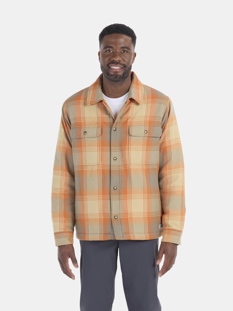 Marmot Men’s Ridgefield Heavyweight Sherpa-Lined Flannel Shirt Jacket In Tangelo Size: Large