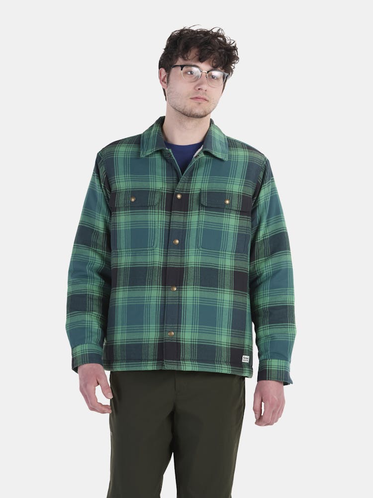 Marmot Men’s Ridgefield Heavyweight Sherpa-Lined Flannel Shirt Jacket In Clover Size: Medium