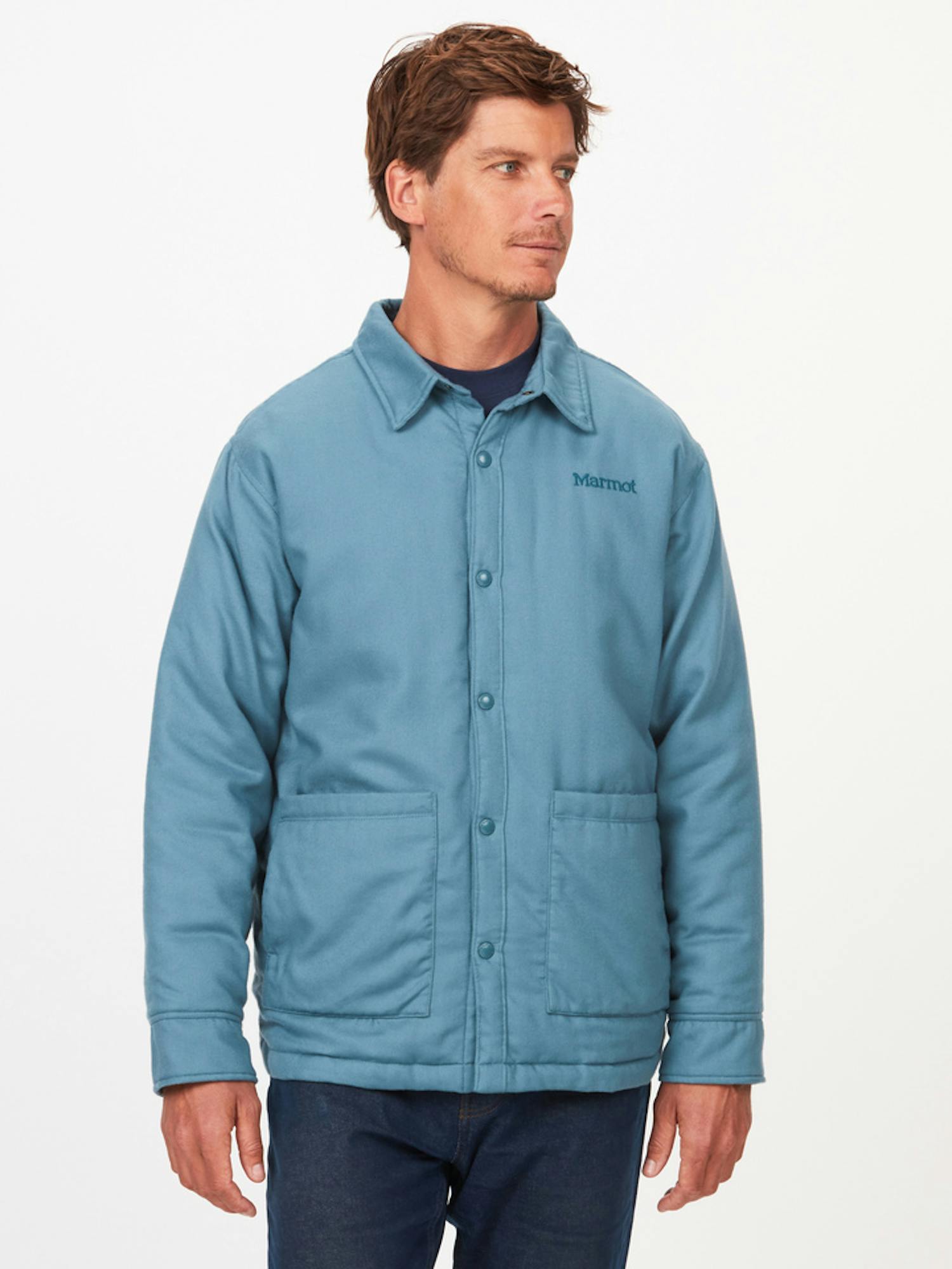 Marmot Men's Lanigan Flannel Chore Coat In Moon River Size: XL