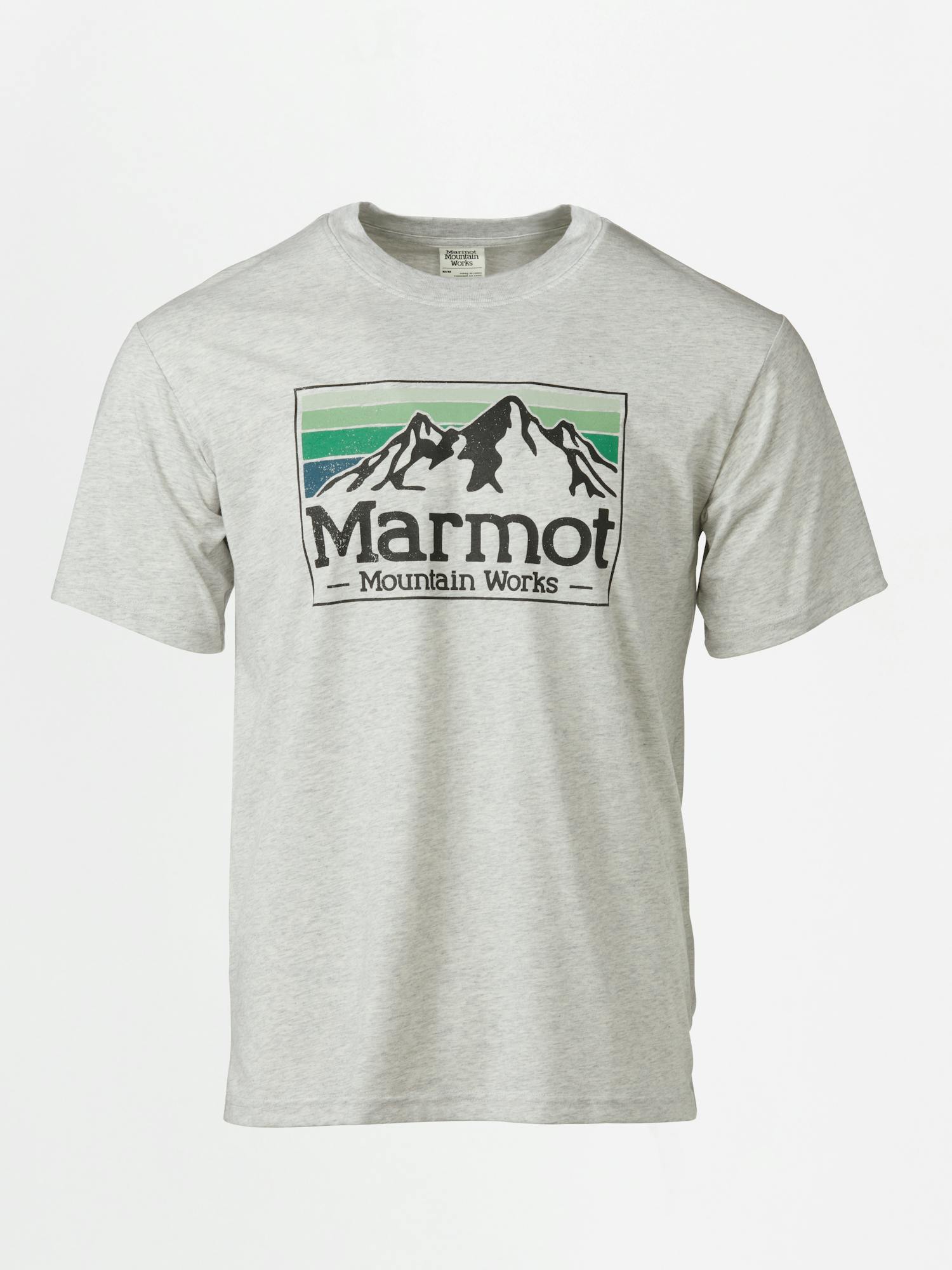 Men's Marmot Mountain Works Gradient Short-Sleeve T-Shirt Jacket In Light Grey Heather Size: Medium