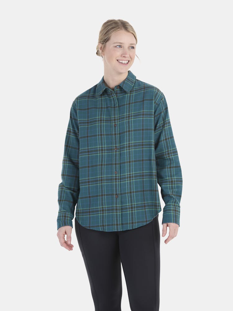 Marmot Women's Fairfax Novelty Lightweight Flannel Shirt In Dark Jungle Size: XL