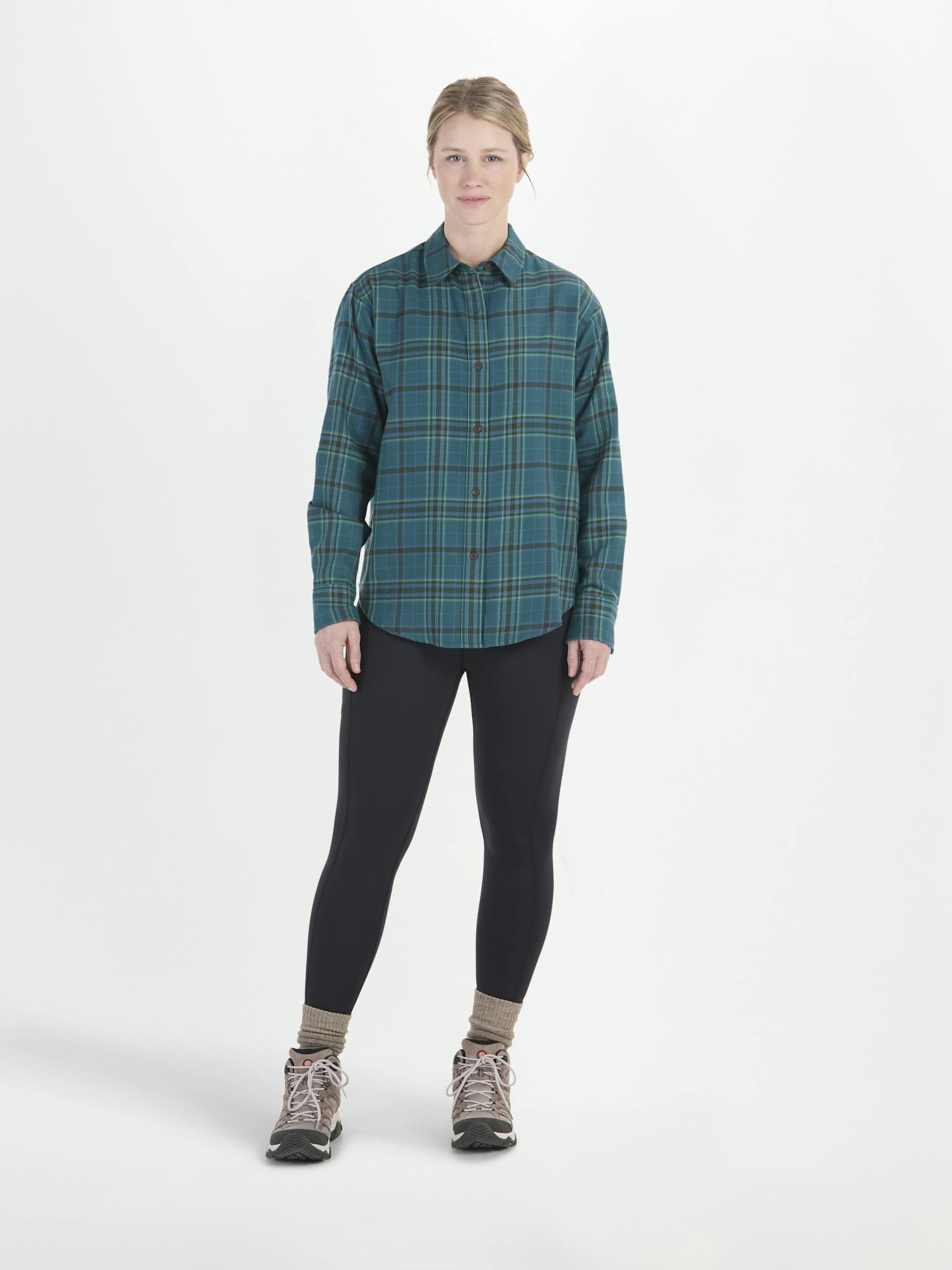 Marmot Women's Fairfax Novelty Lightweight Flannel Shirt In Dark Jungle Size: XL