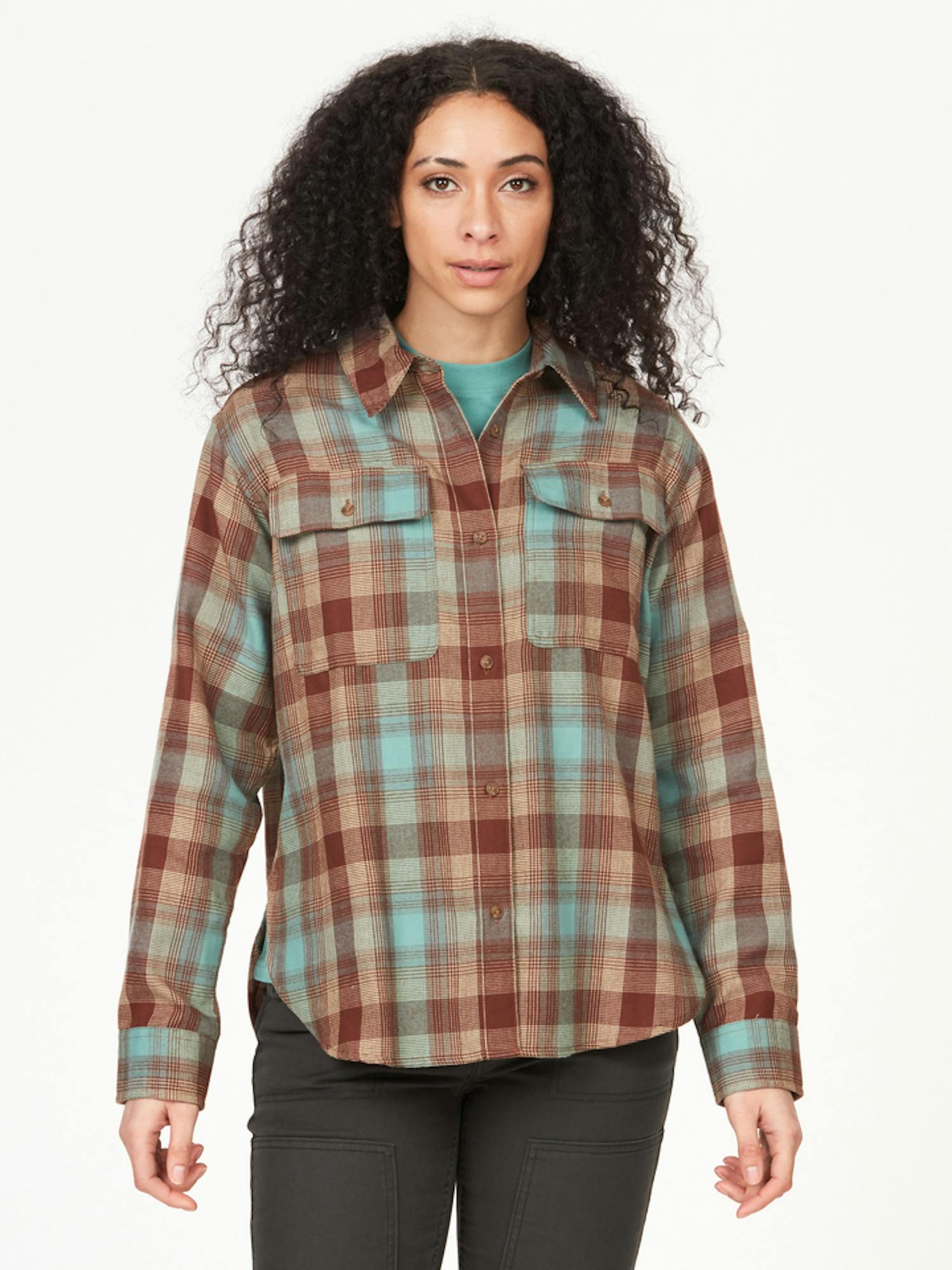 Marmot Women's Fairfax Lightweight Boyfriend Flannel Shirt In Blue Agave Size: XS