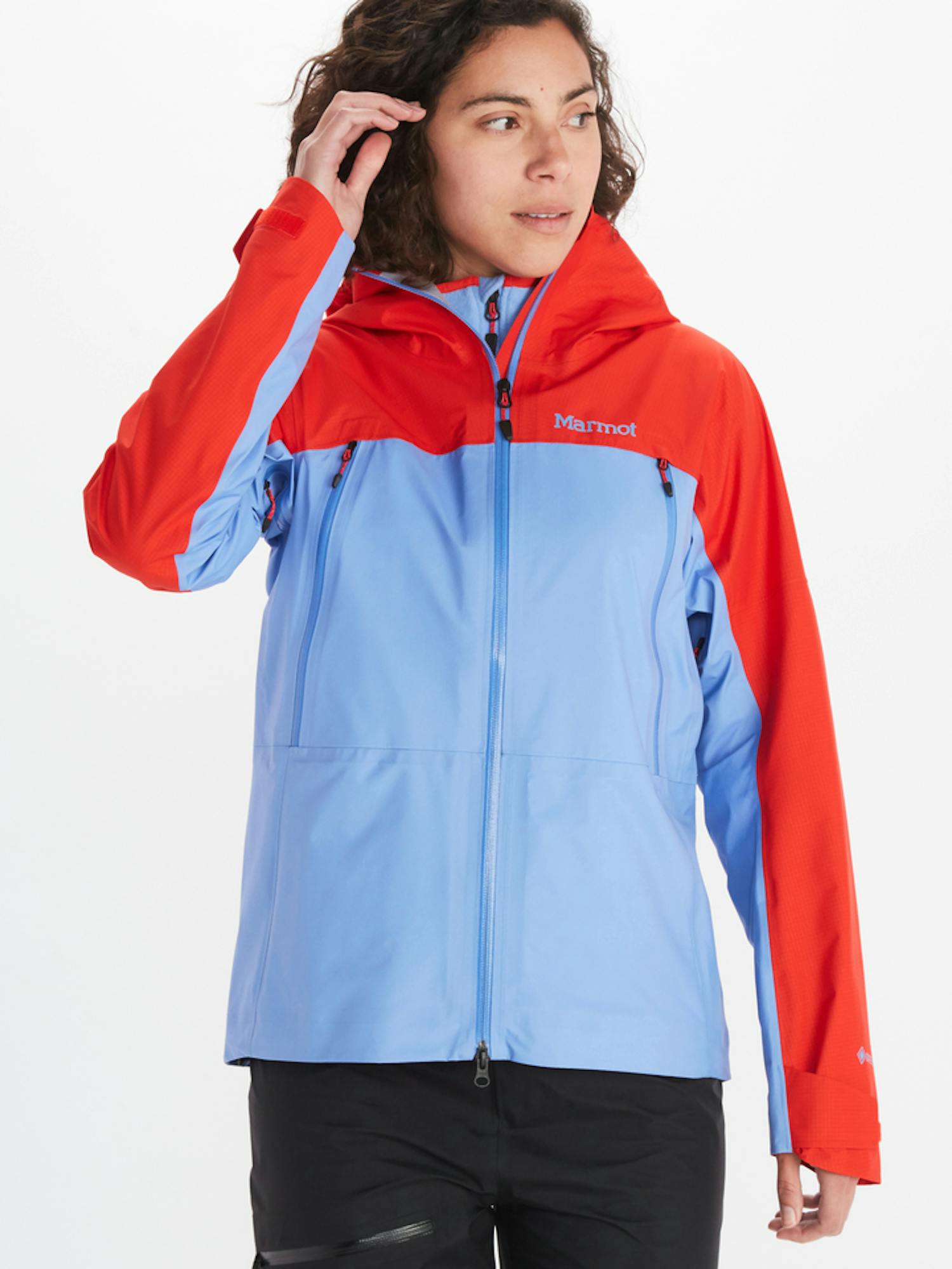 Marmot Women's GORE-TEX® Mitre Peak Waterproof Jacket In Victory Red/Getaway Blue Size: Small