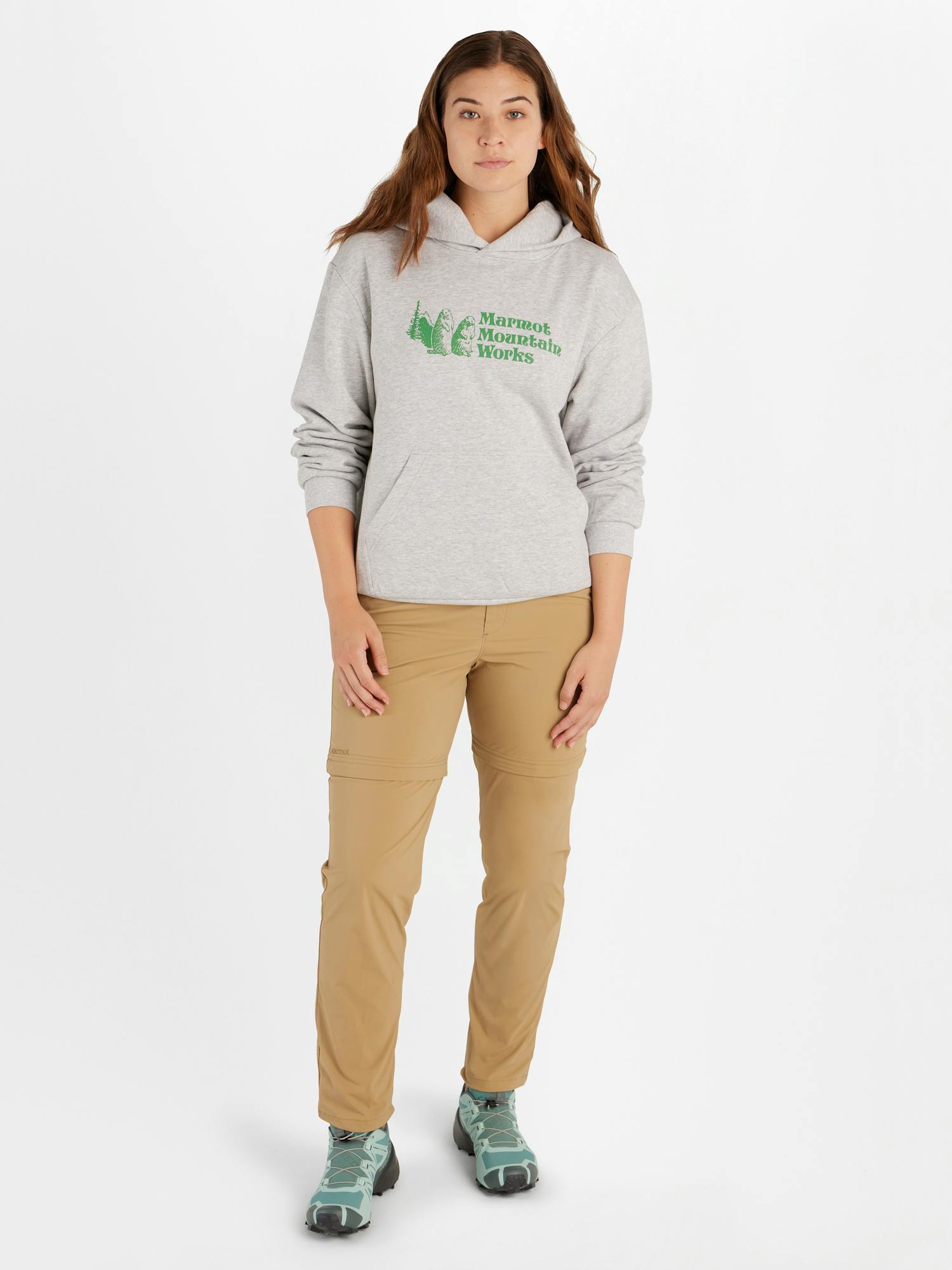 Women's Marmot Mountain Works Hoody In Light Grey Heather Size: Medium