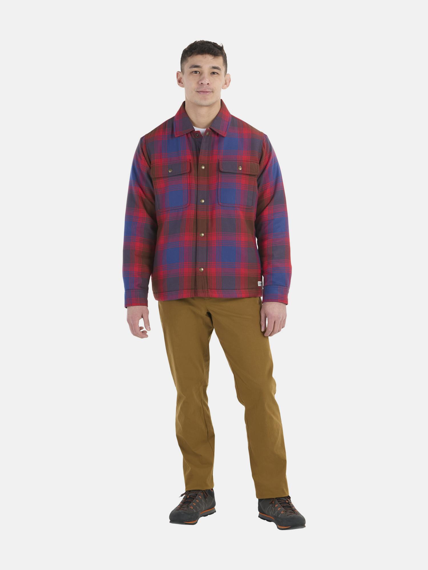 Marmot Men’s Ridgefield Heavyweight Sherpa-Lined Flannel Shirt Jacket In Team Red Size: 2XL