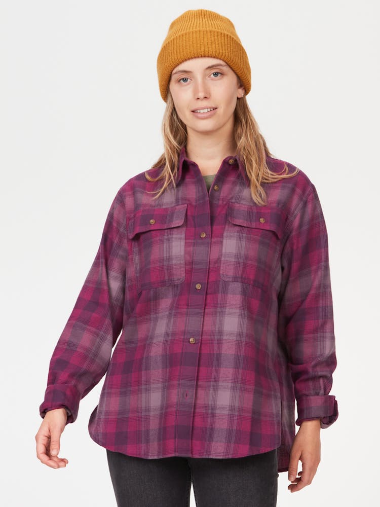 Marmot Women's Fairfax Lightweight Boyfriend Flannel Shirt In Bright Fuchsia Size: XL