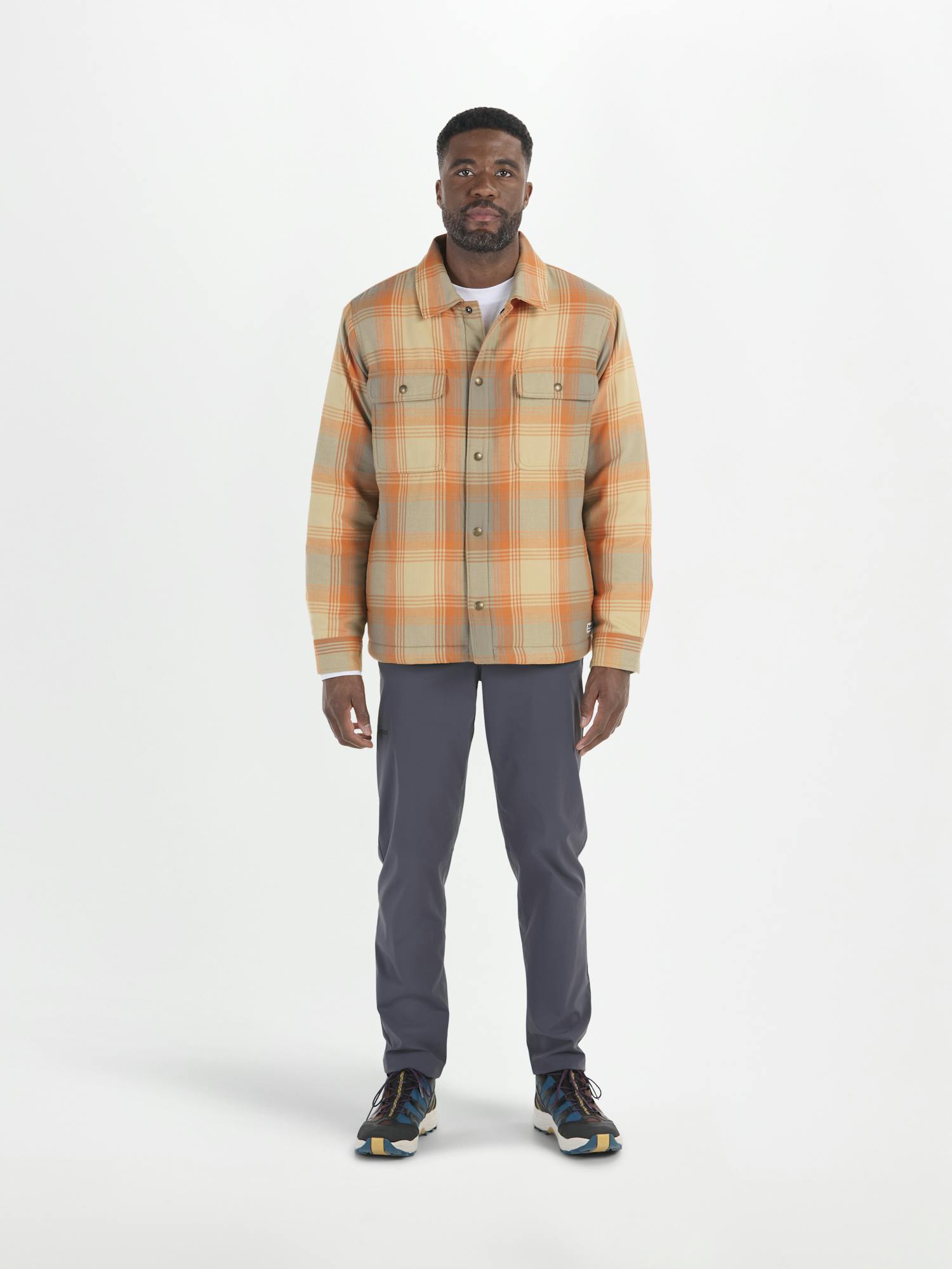 Marmot Men’s Ridgefield Heavyweight Sherpa-Lined Flannel Shirt Jacket In Tangelo Size: Large