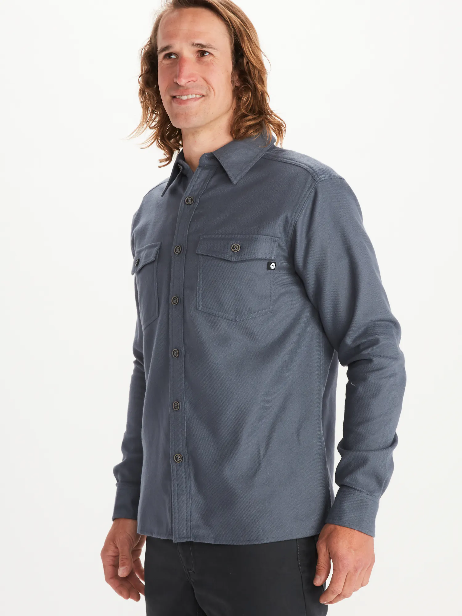 Marmot Men's Movatn Heavyweight Long-Sleeve Flannel Shirt in Steel Onyx | Cotton