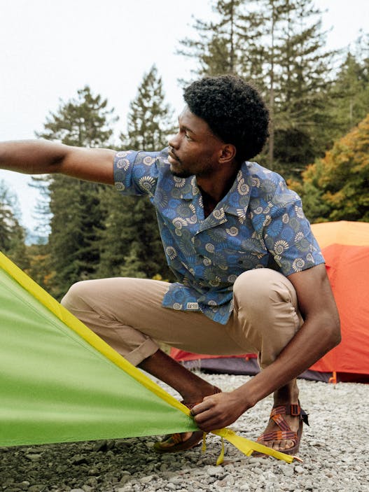 Men's AirExchange UPF 40 Short-Sleeve Novelty Camp Collared Shirt