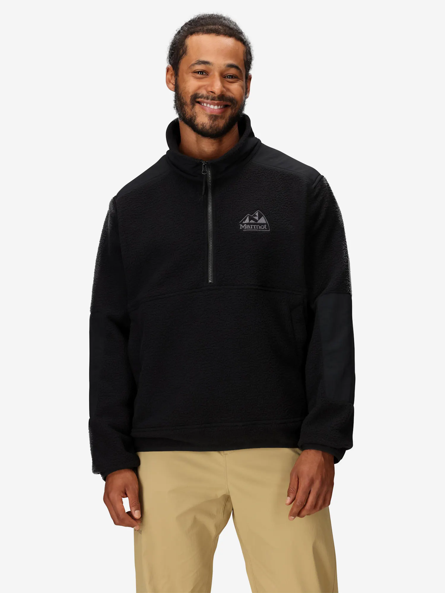 Marmot Men’s Wanderer High-Pile Fleece Quarter-Zip (Fall 2025) Shirt in Black
