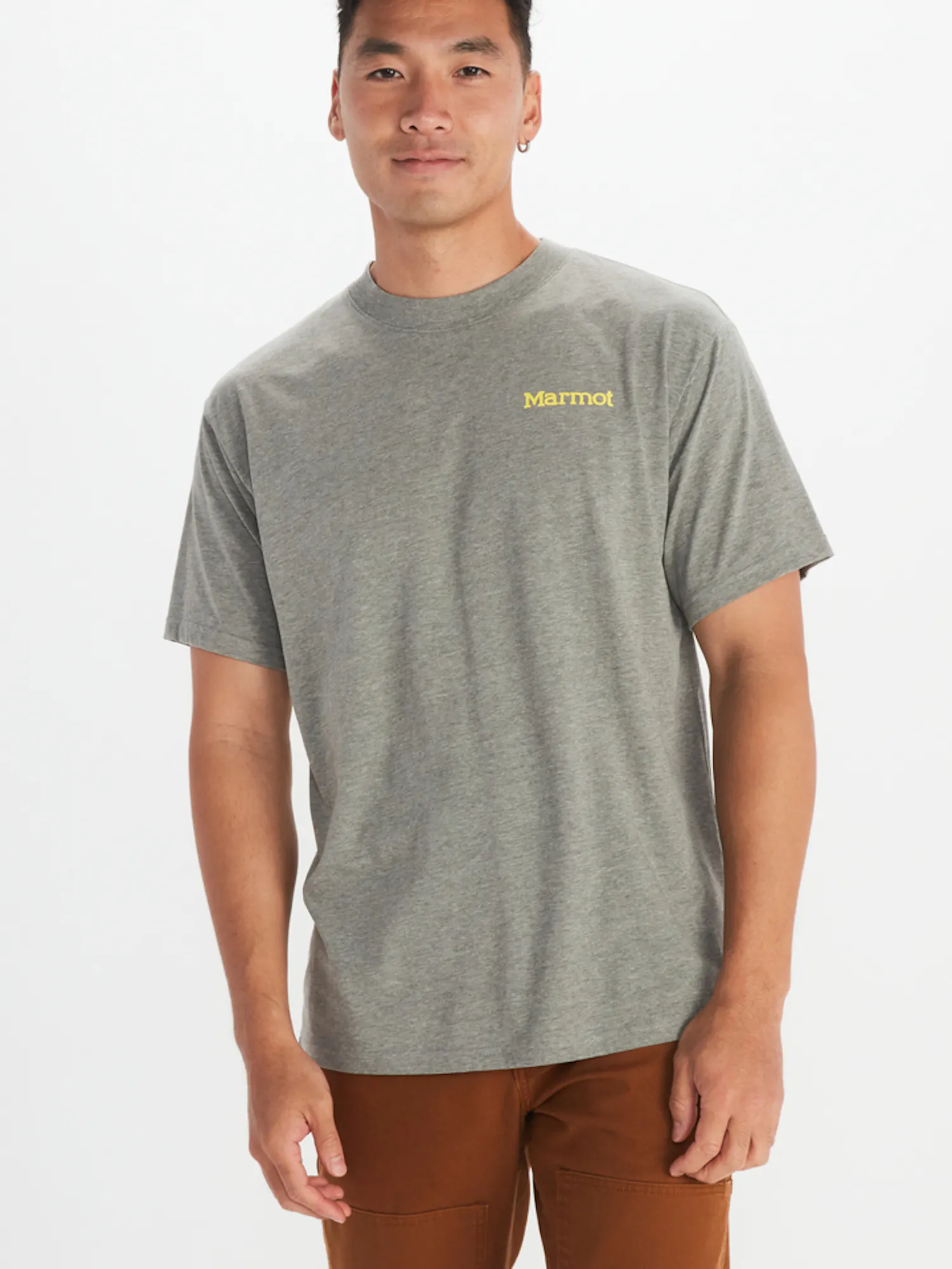 Marmot Men's M Dot Short-Sleeve T-Shirt in Charcoal Heather | Cotton