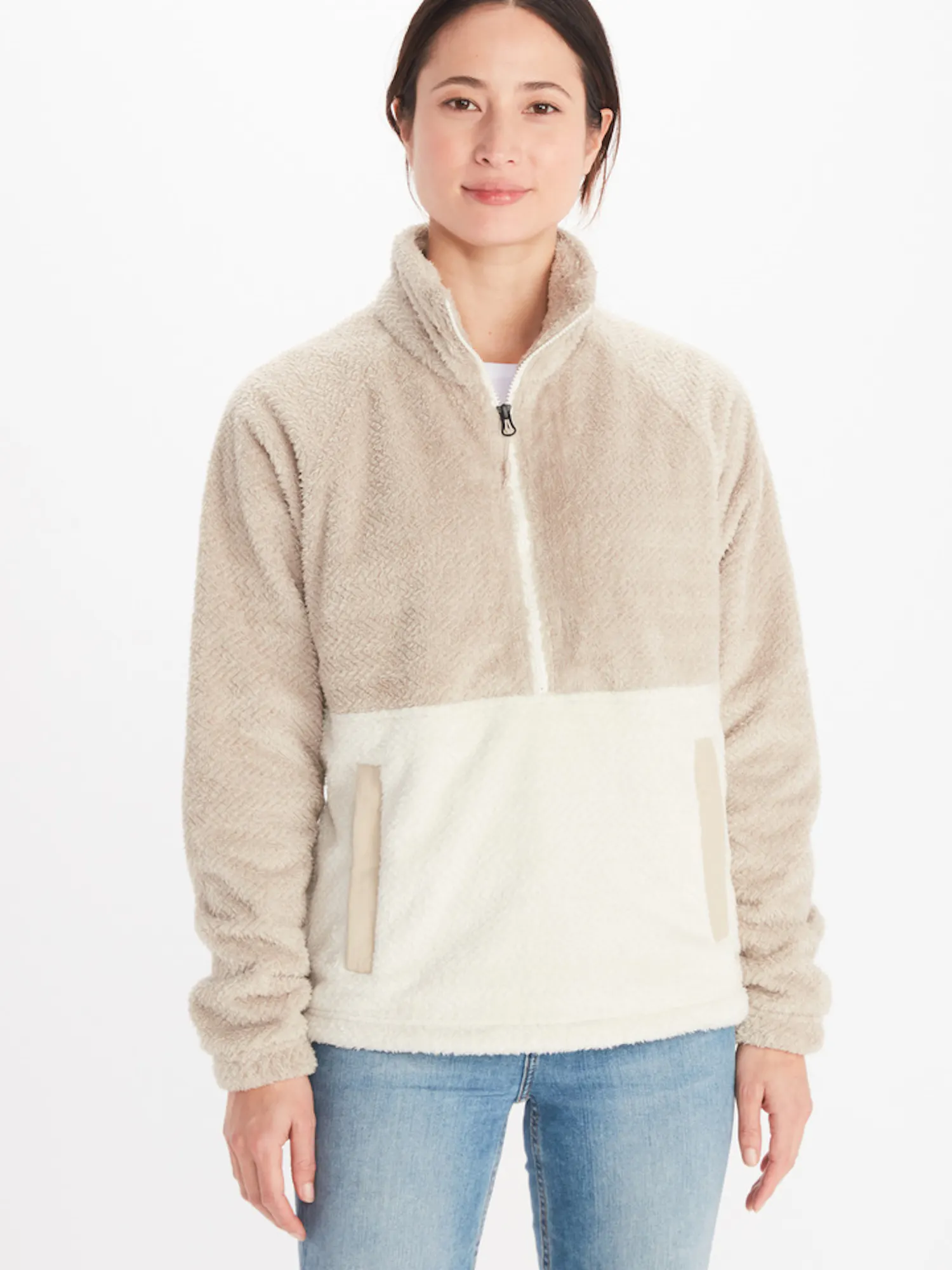 Marmot Women's Homestead Sherpa 1/2-Zip Fleece Jacket in Sandbar/Papyrus