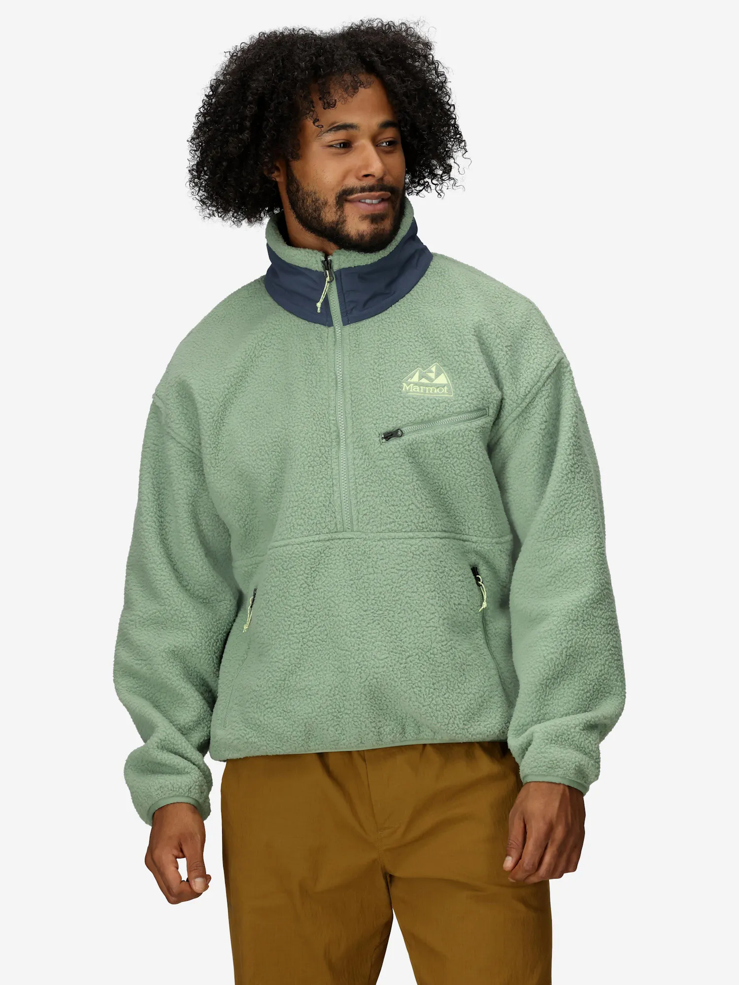 Marmot Men's '94 E.C.O. Recycled Sherpa Fleece (Spring 2025) Shirt in Agate Green/Thunderhead