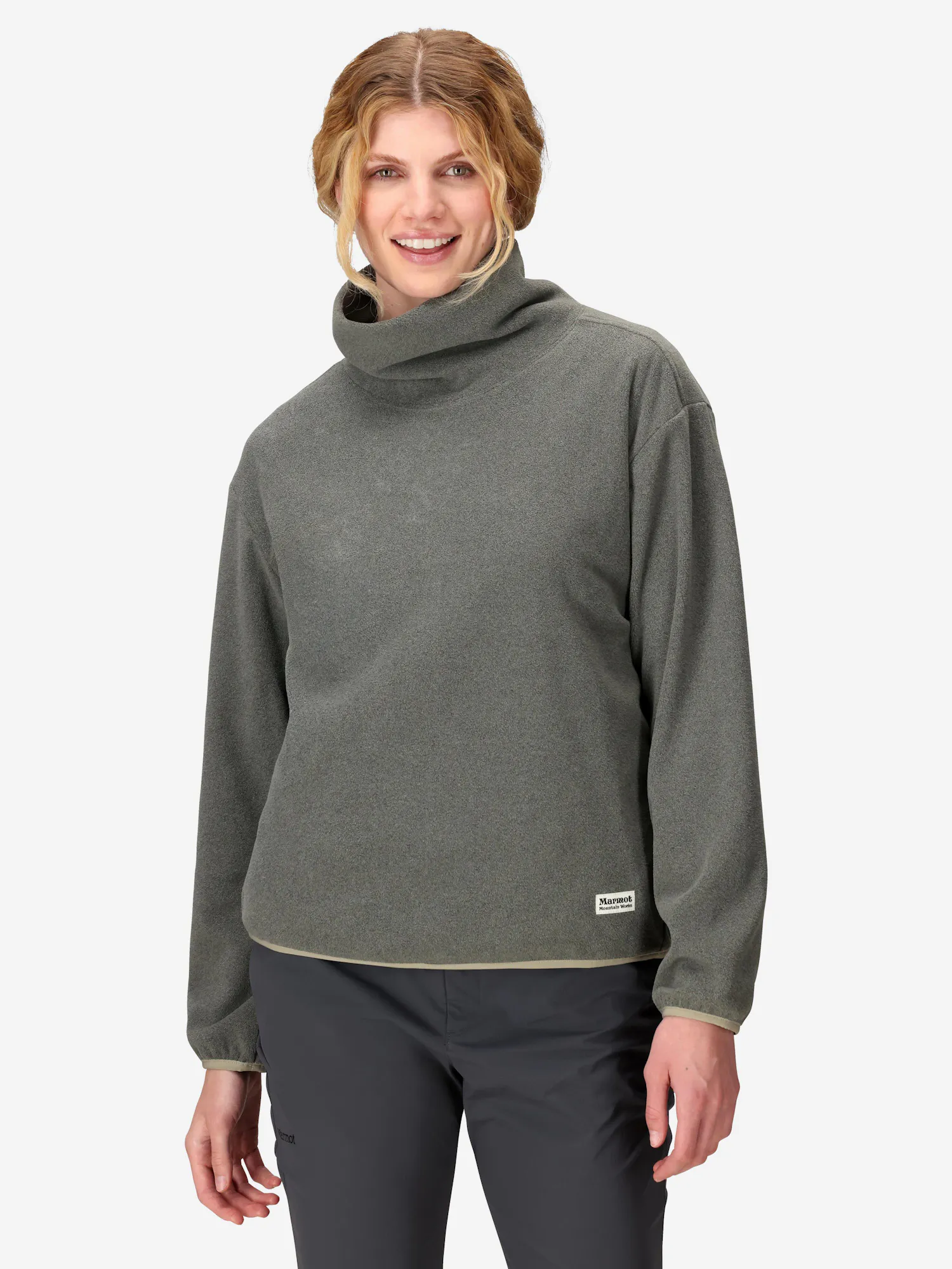 Marmot Women’s Felton Ultra Soft Fleece Cowl Neck (Fall 2025) Shirt in Shale Grey Heather