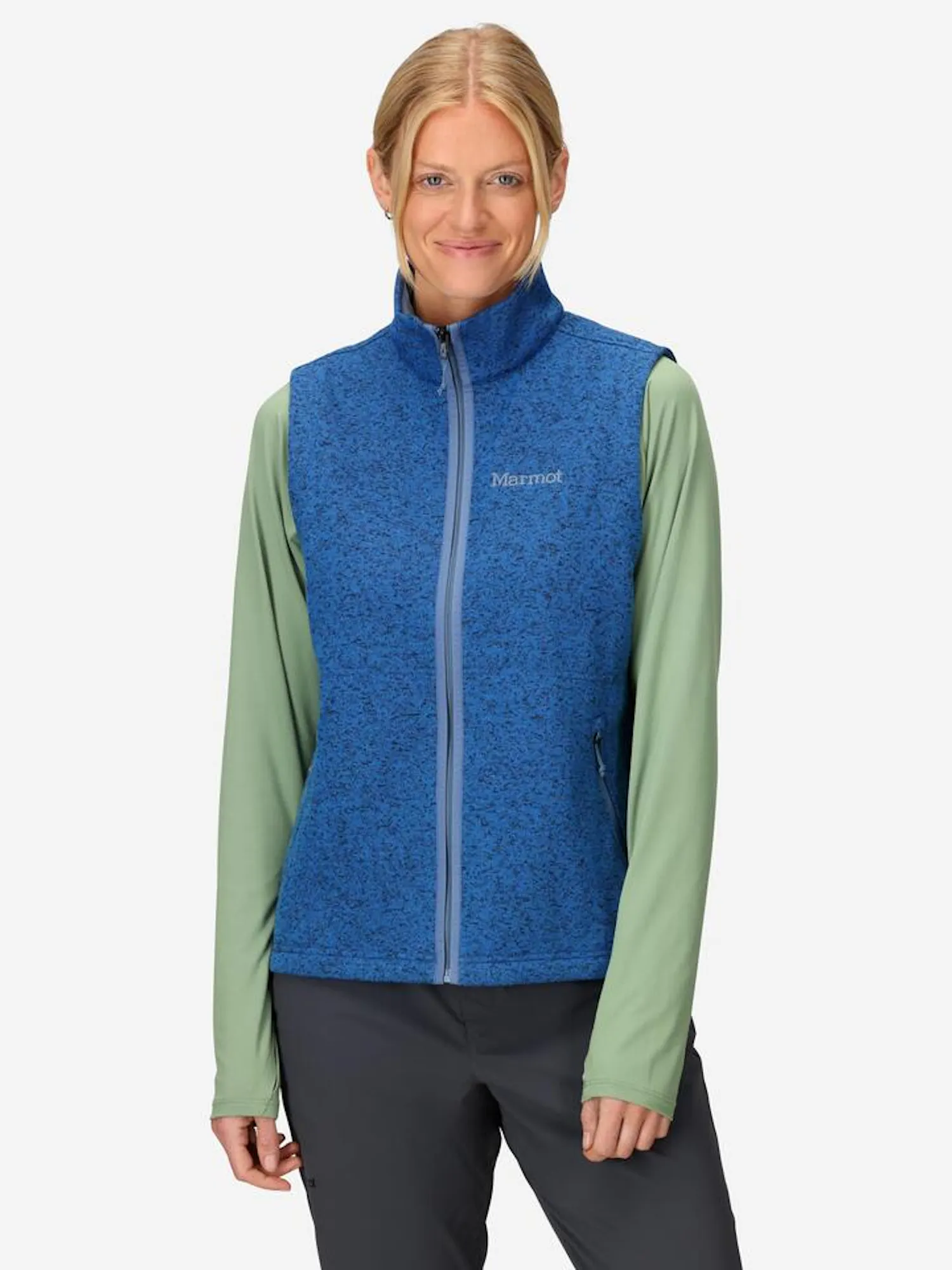 Marmot Women's Drop Line Fleece Vest (Spring 2025) Jacket in Rain Cloud Heather
