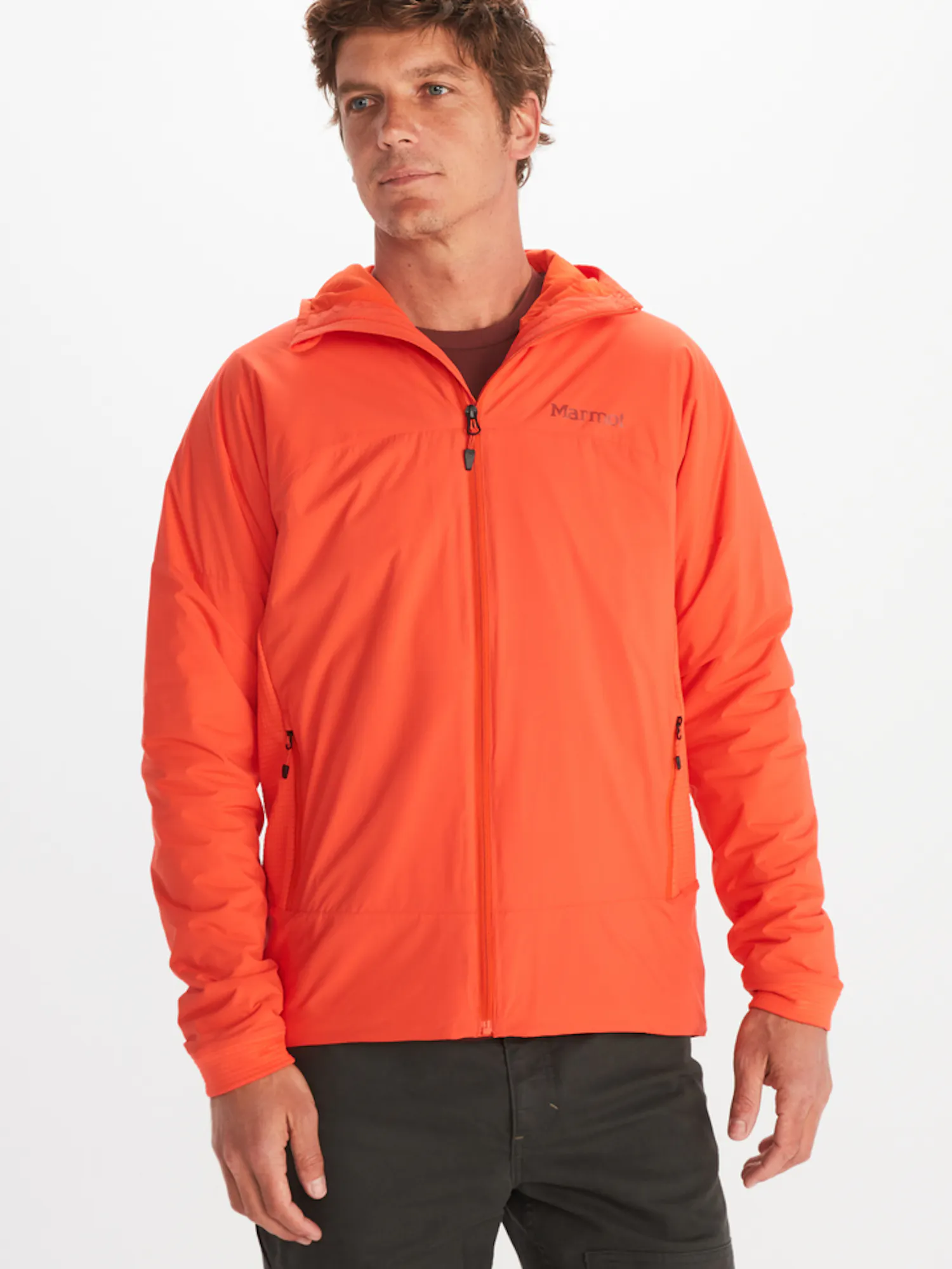 Marmot Men's Novus LT Hybrid Hoody in Red Sun
