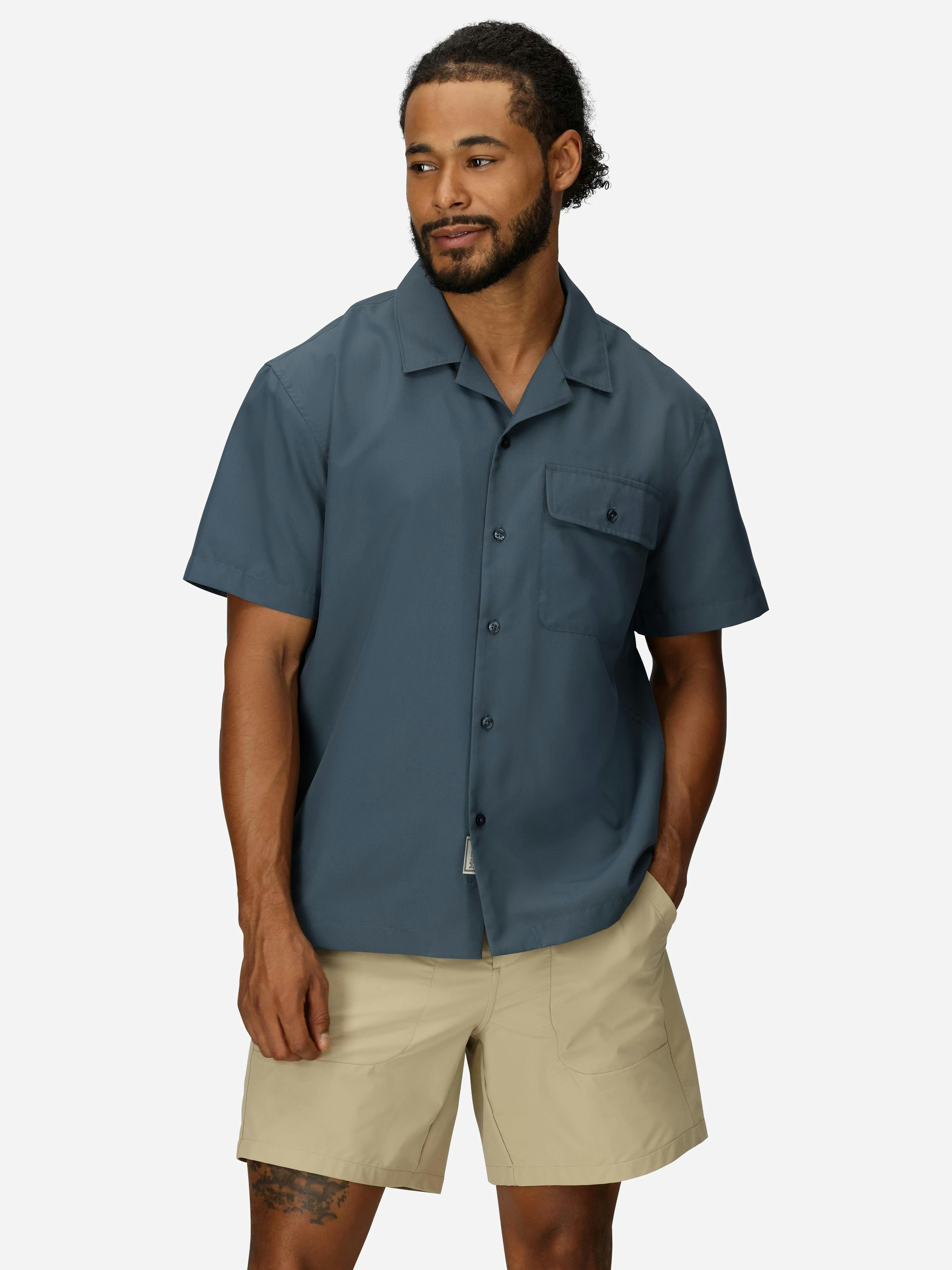 Men's AirExchange UPF 40 Short-Sleeve Camp Collared Shirt