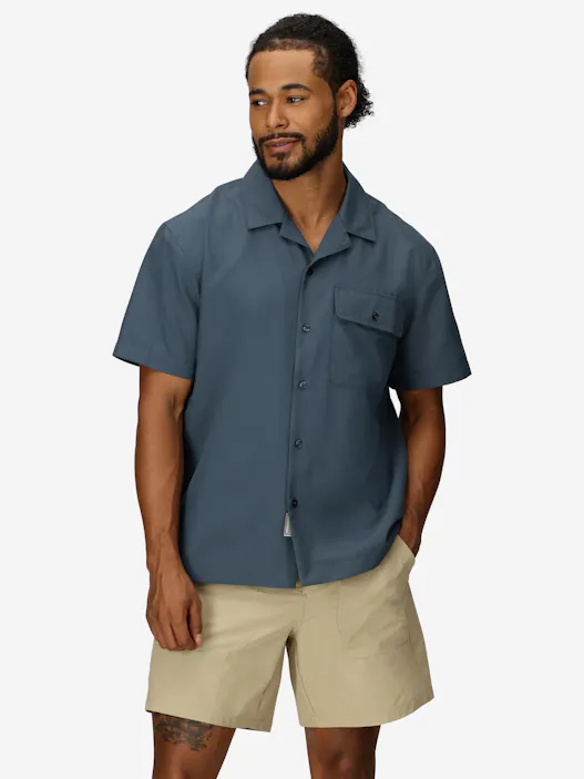 Men's AirExchange UPF 40 Short-Sleeve Camp Collared Shirt