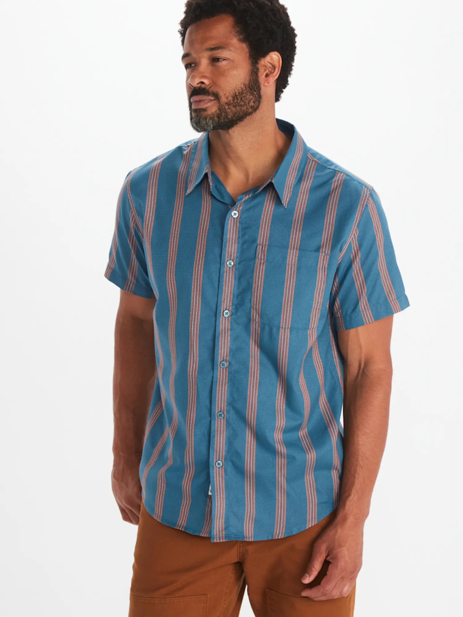 Marmot Men's Aerobora Novelty UPF 20 Short-Sleeve Shirt in Dusty Teal