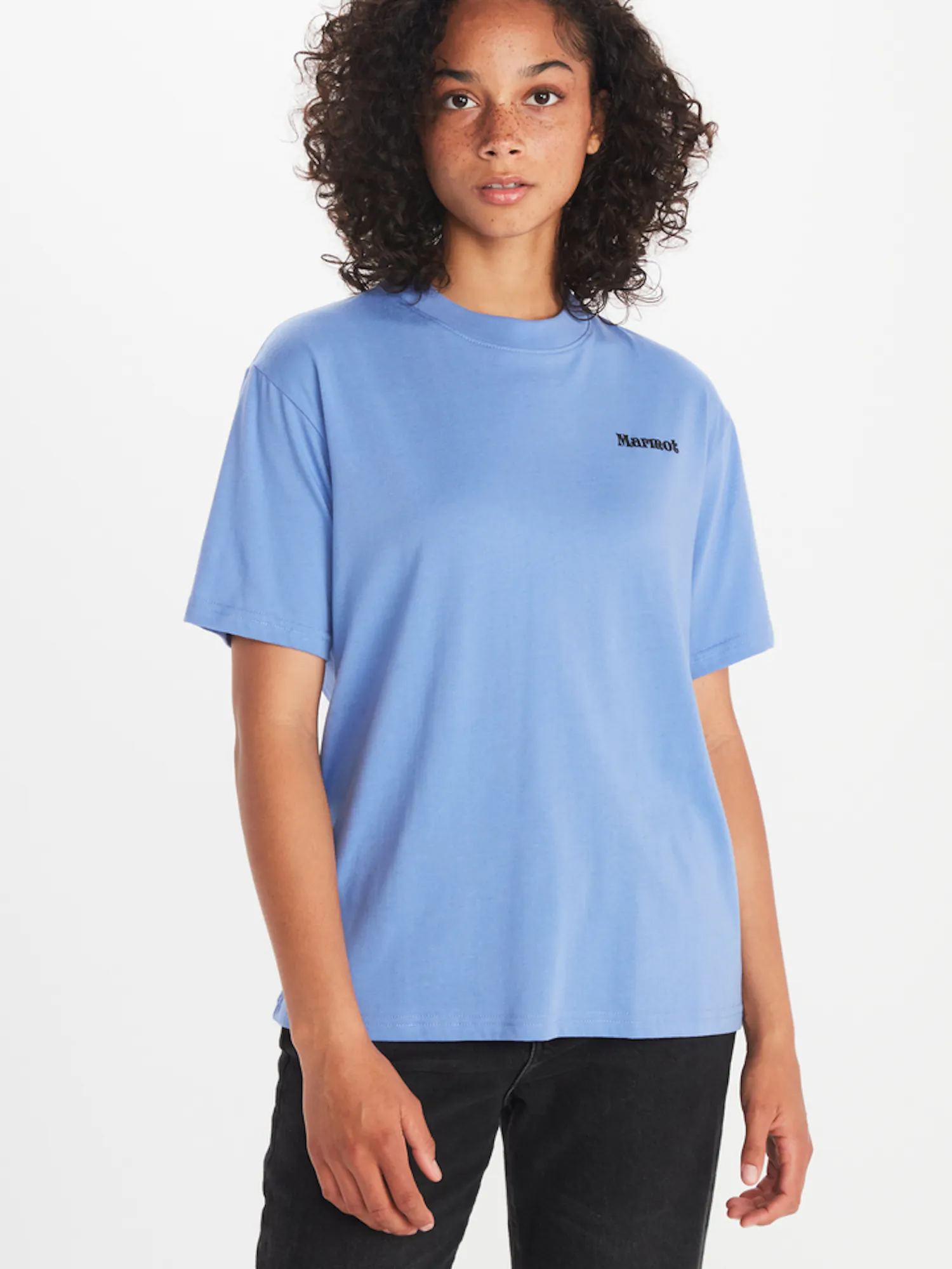 Marmot Women's Sunshine Short-Sleeve T-Shirt in Getaway Blue | Cotton