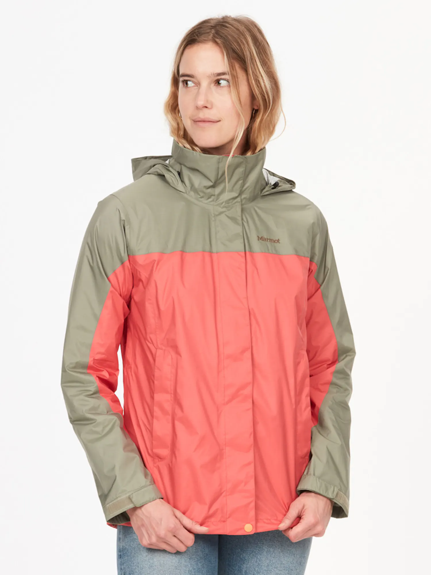 Marmot Women's PreCip® Eco Jacket in Grapefruit/Vetiver