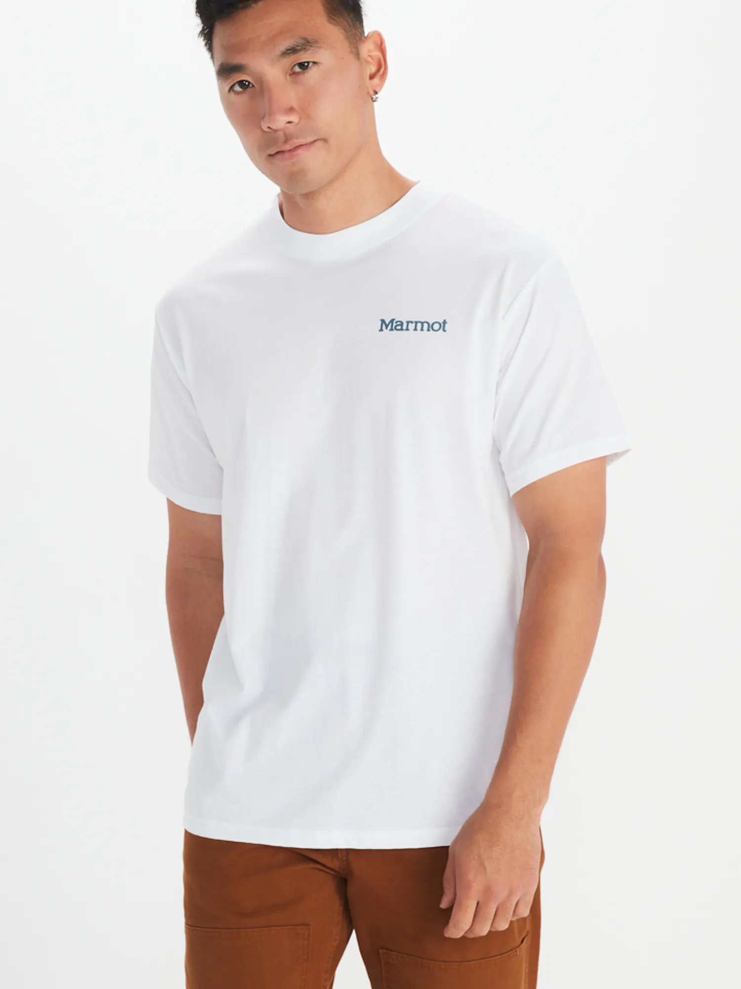 Marmot Men's M Dot Short-Sleeve T-Shirt in White | Cotton
