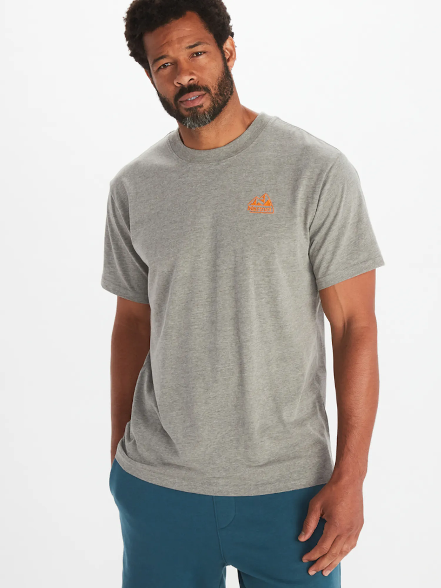 Marmot Men's Peaks Short-Sleeve T-Shirt in Charcoal Heather | Cotton