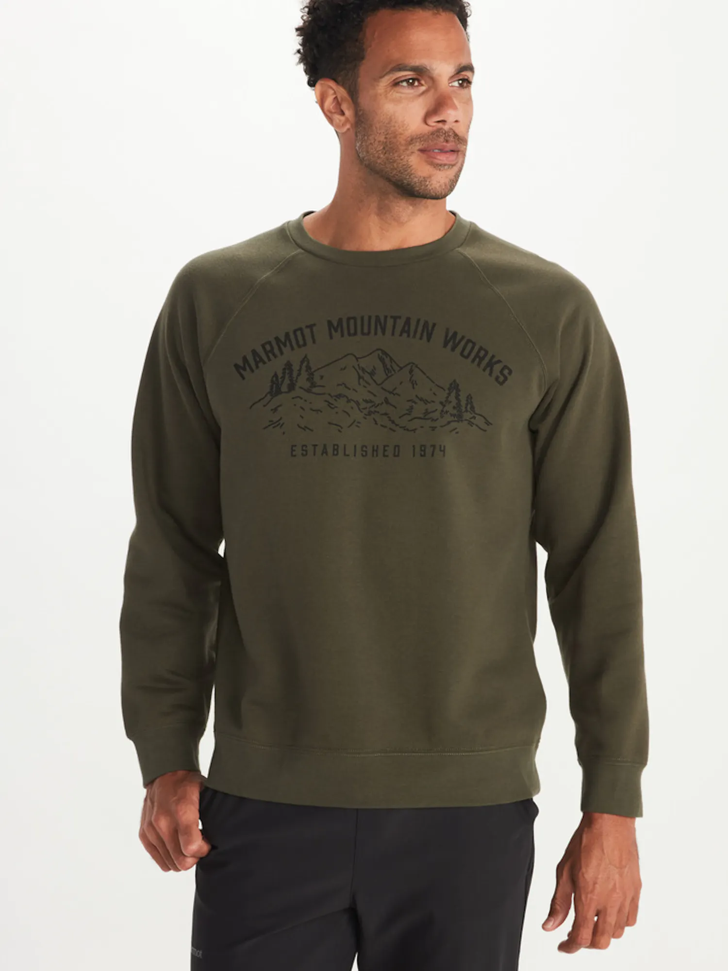 Marmot Men's Mountain Works Crew Sweatshirt in Nori | Cotton