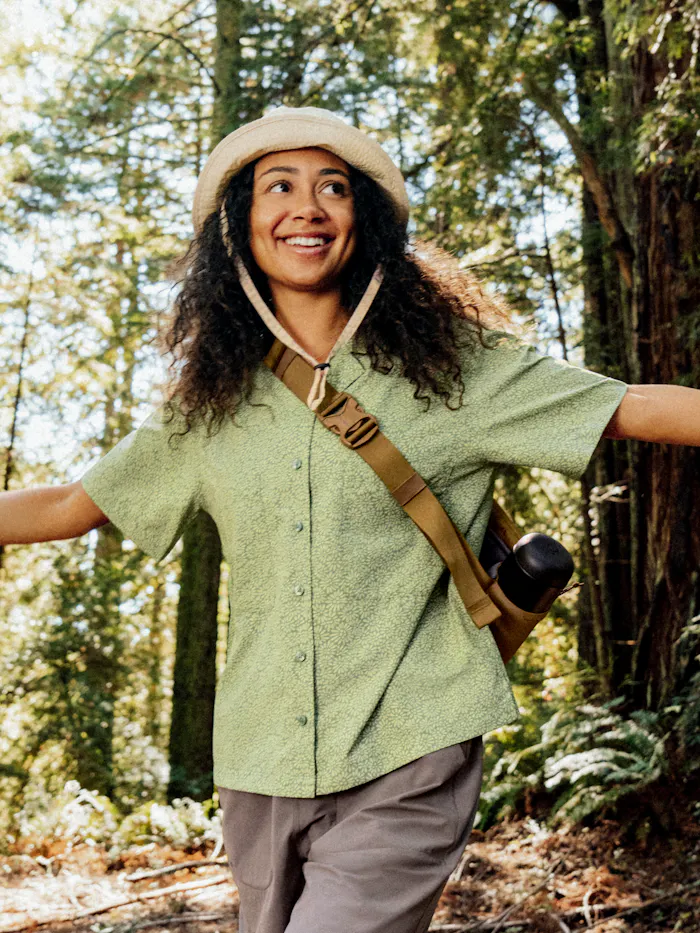 Women's AirExchange UPF 40 Novelty Short-Sleeve Camp Collared Shirt