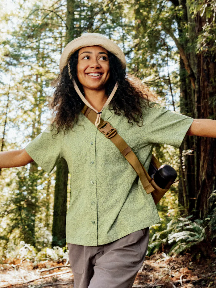 Women's AirExchange UPF 40 Novelty Short-Sleeve Camp Collared Shirt