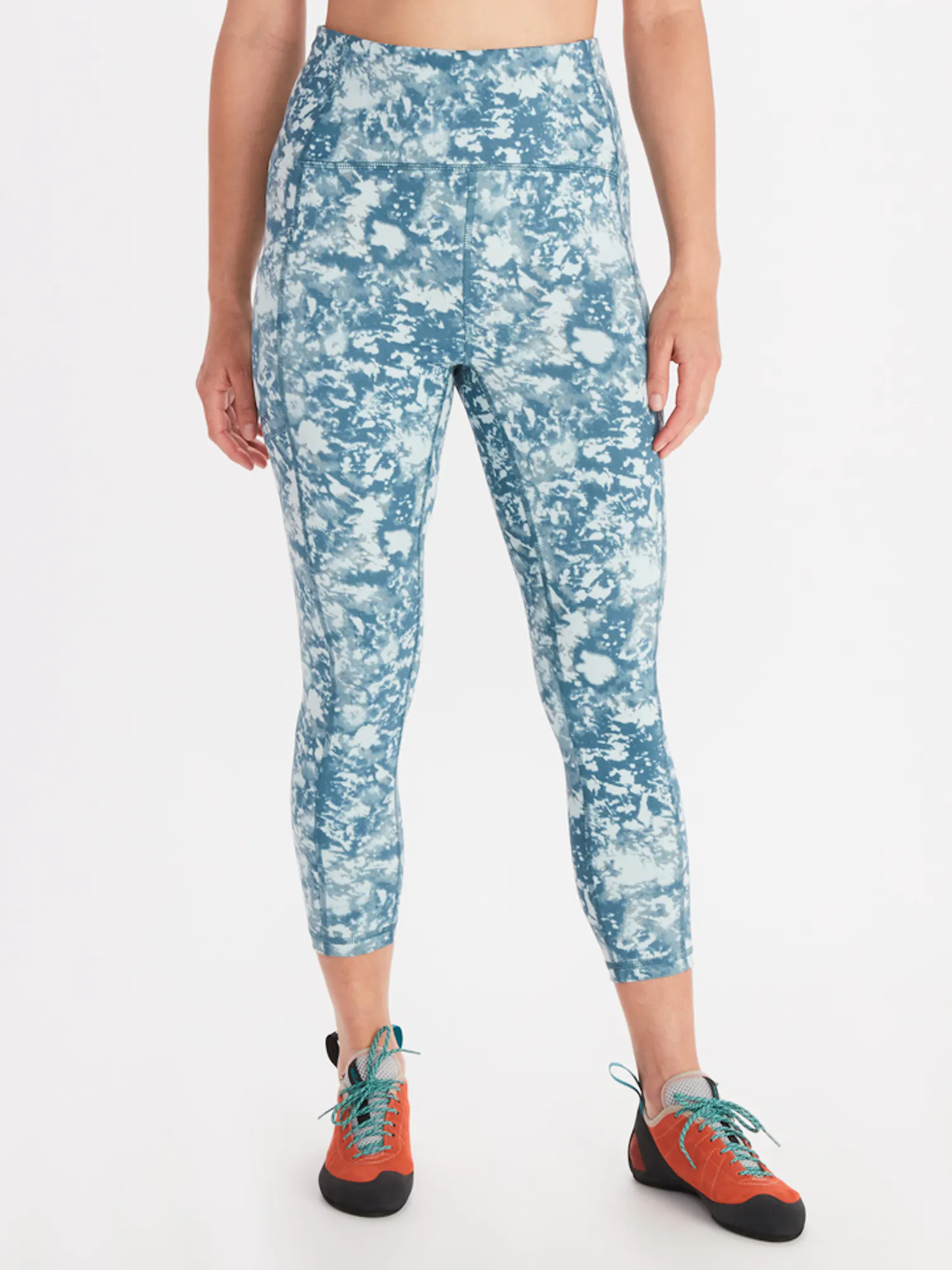 Marmot Women's Rock Haven 7/8 Tights UPF 50 in Dusty Teal Texture