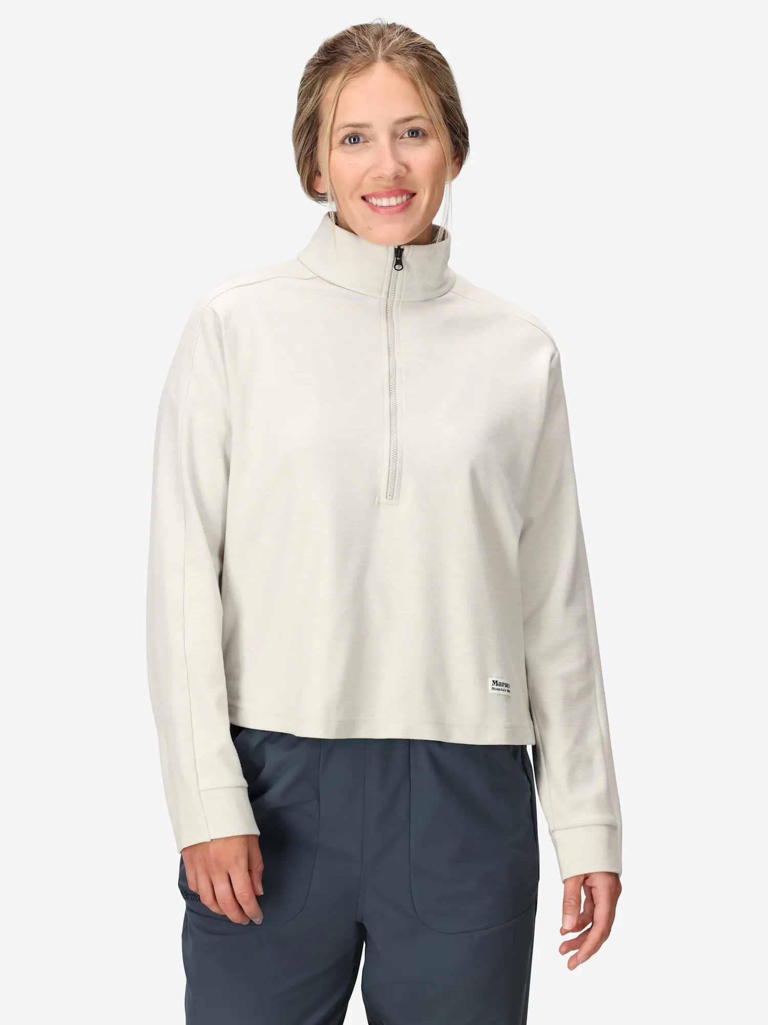 Marmot Women's Redwood Half-Zip (Fall 2025) Shirt in Birch Bark Heather | Cotton