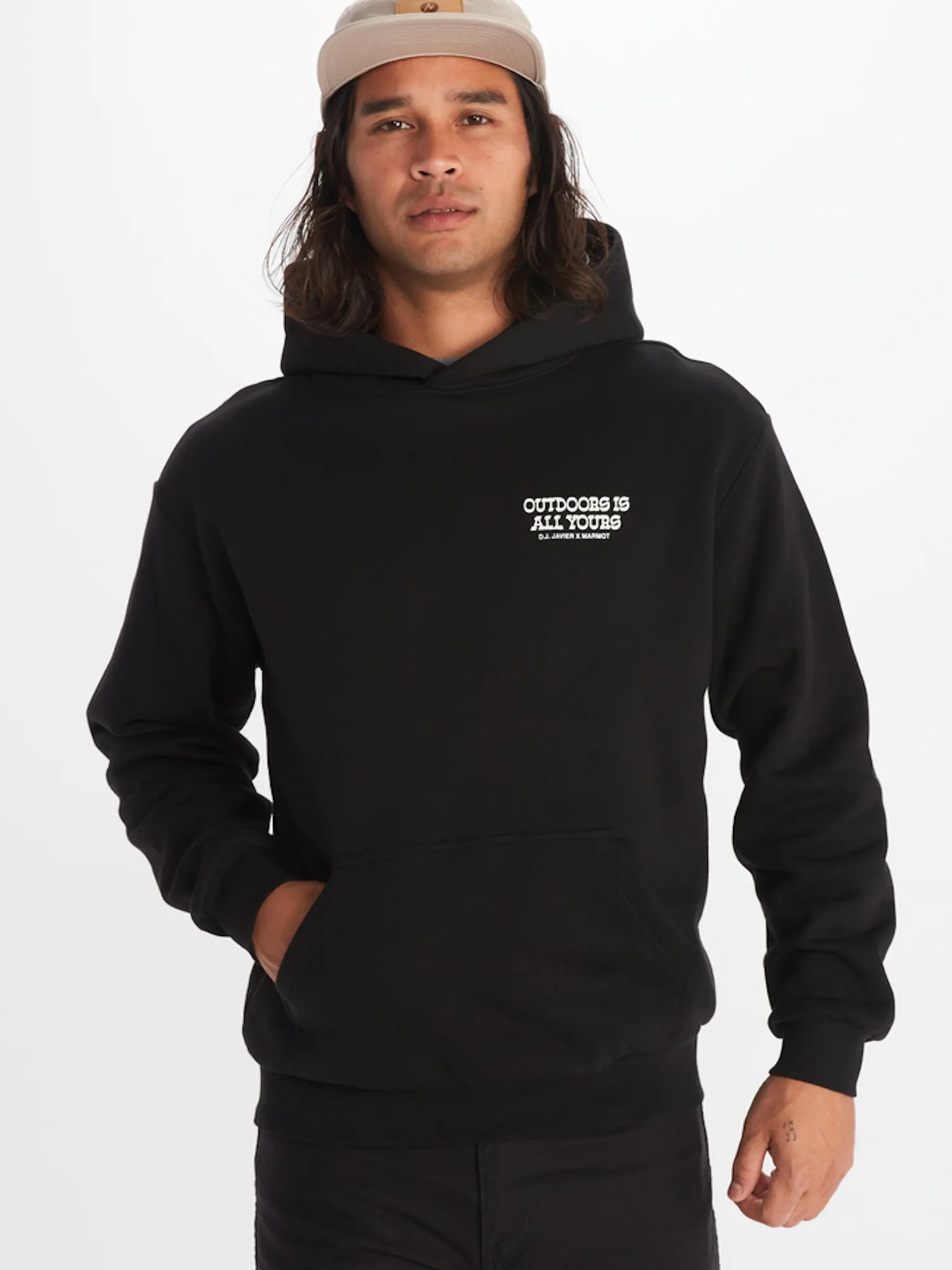 Marmot Men's x DJ Javier "Outdoors Is All Yours" Heavyweight Hoody in Black | Cotton