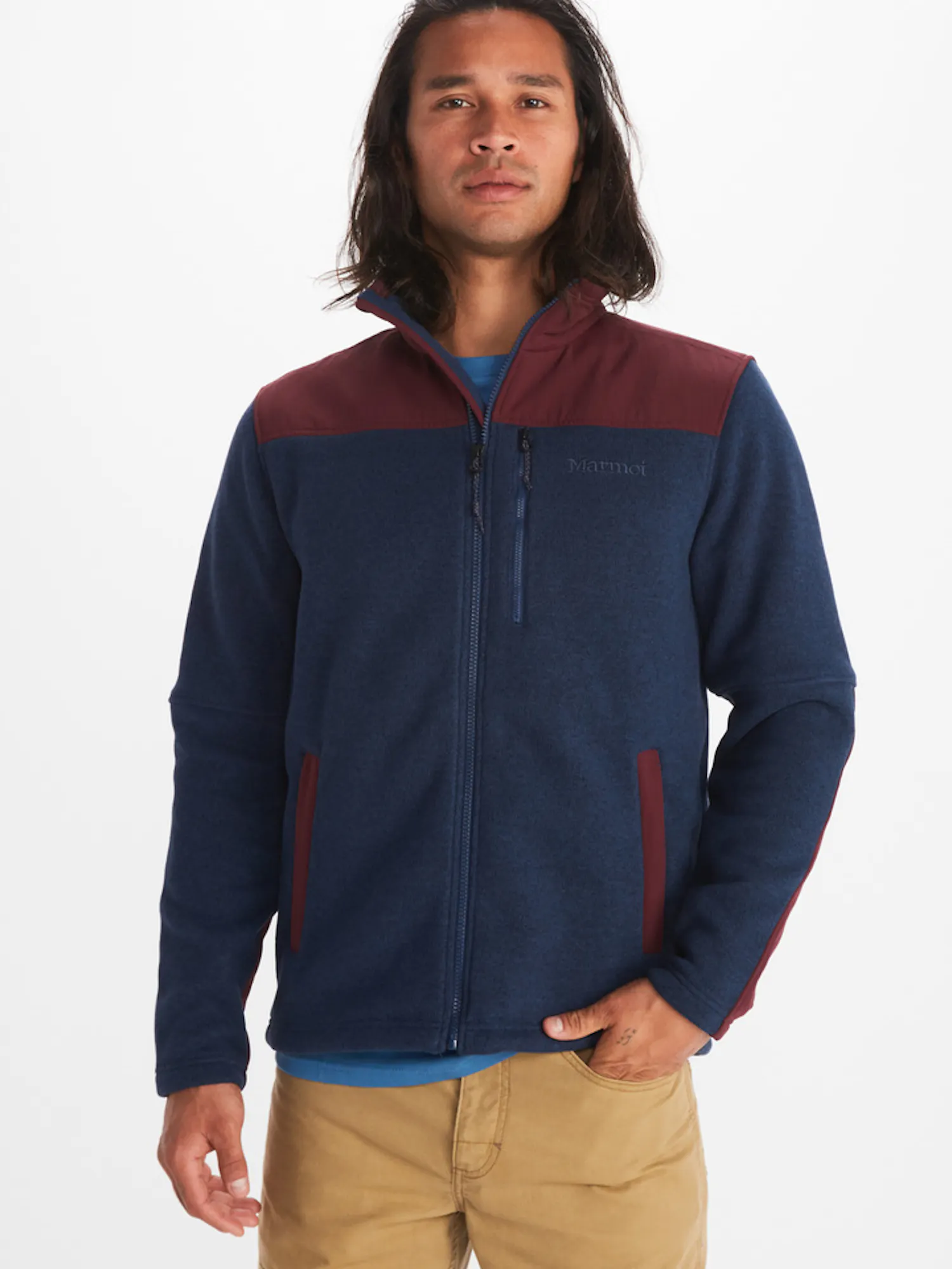 Marmot Men's Wrangell Polartec® Fleece Jacket in Arctic Navy/Port Royal