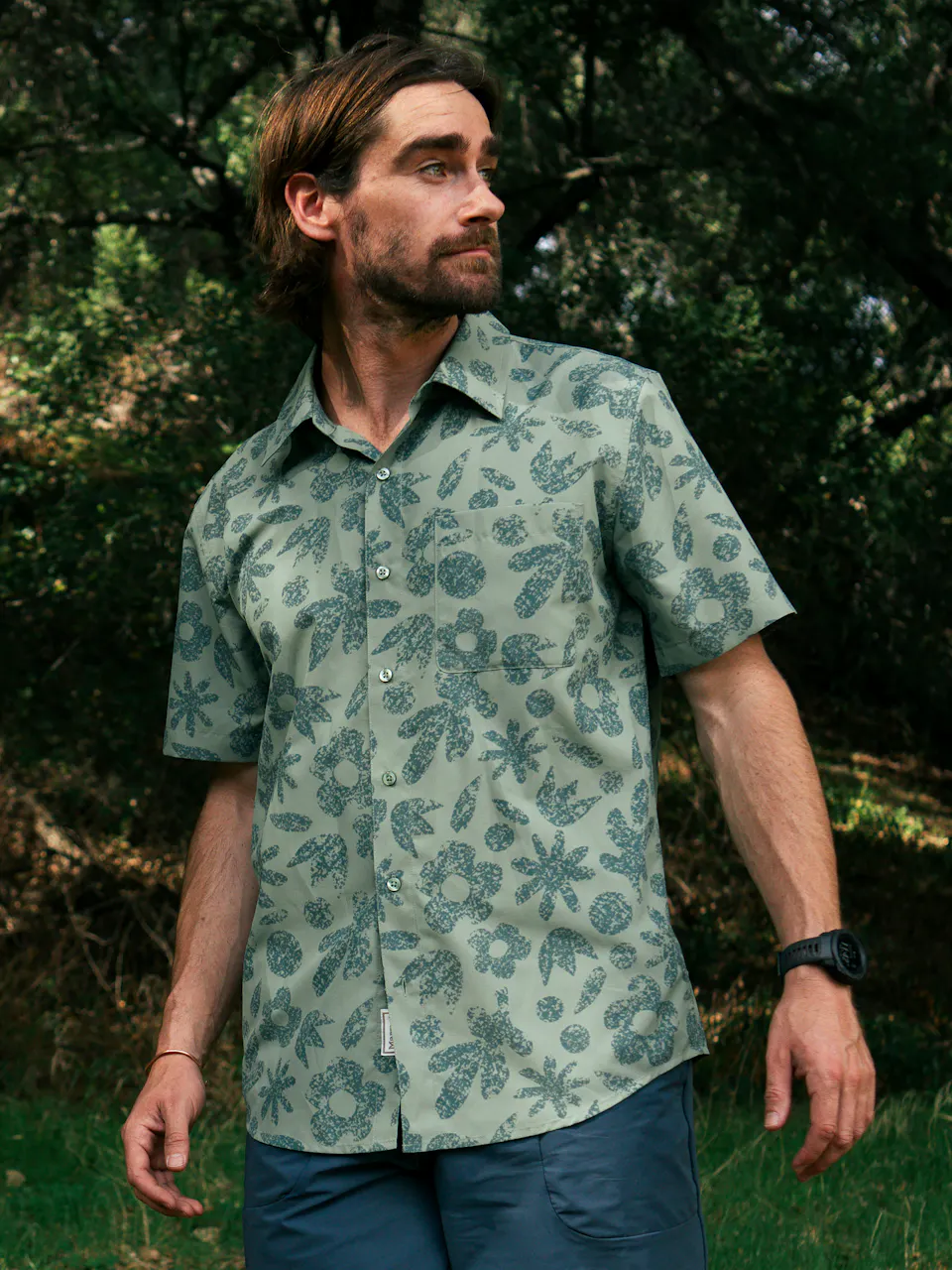 Men's AirExchange UPF 40 Novelty Short-Sleeve Collared Shirt