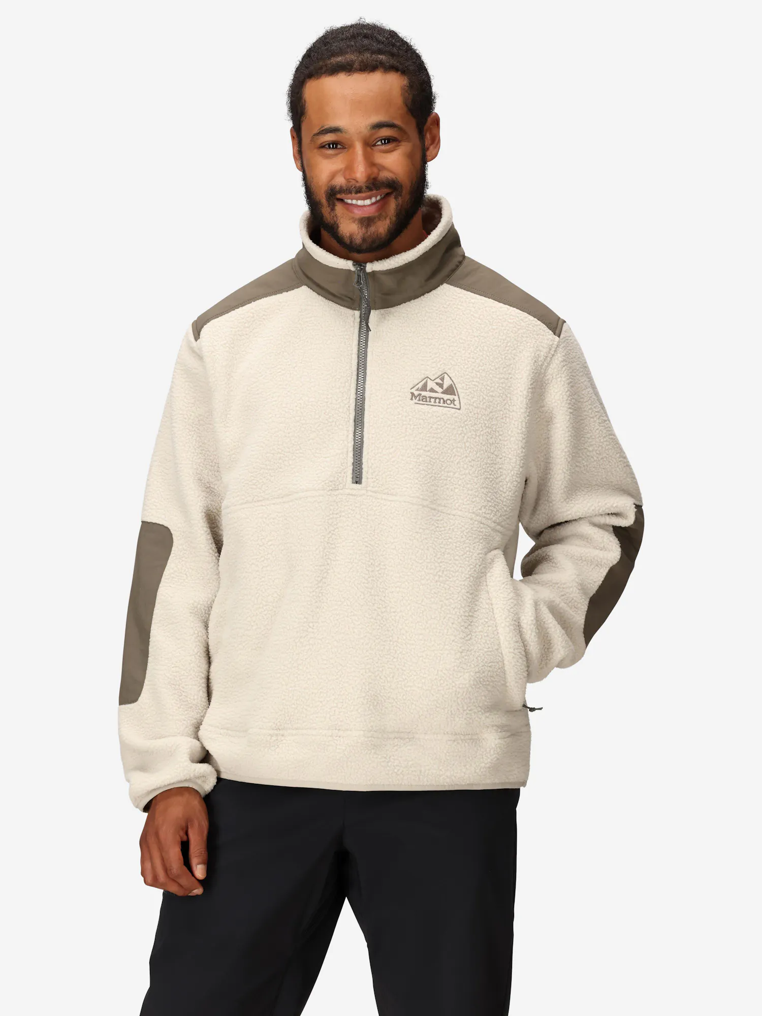 Marmot Men’s Wanderer High-Pile Fleece Quarter-Zip Shirt in Birch Bark