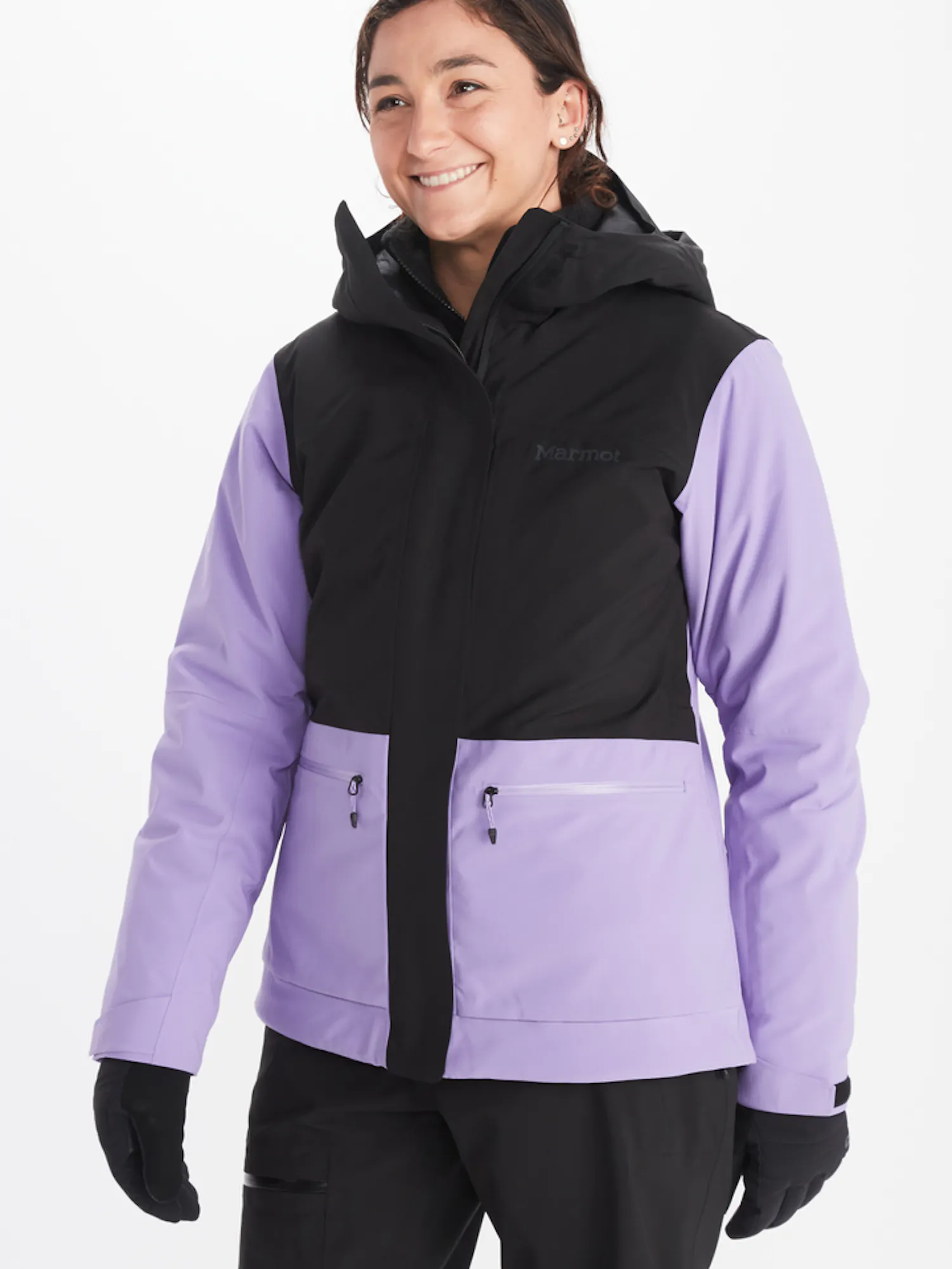 Marmot Women's Refuge Jacket in Black/paisley purple