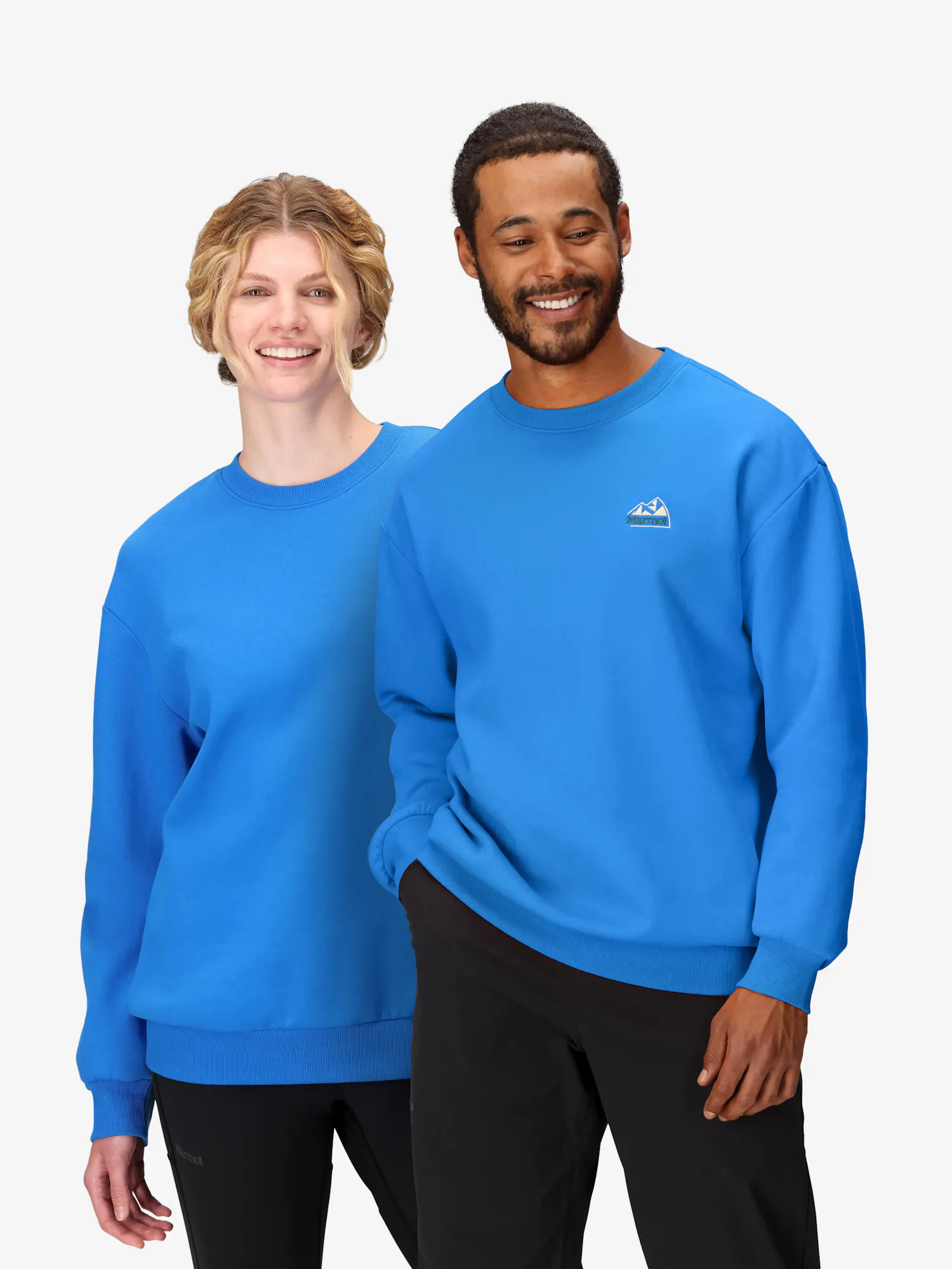 Marmot Unsiex Peaks Crew Sweatshirt (Spring 2026) in Clear Blue | Cotton