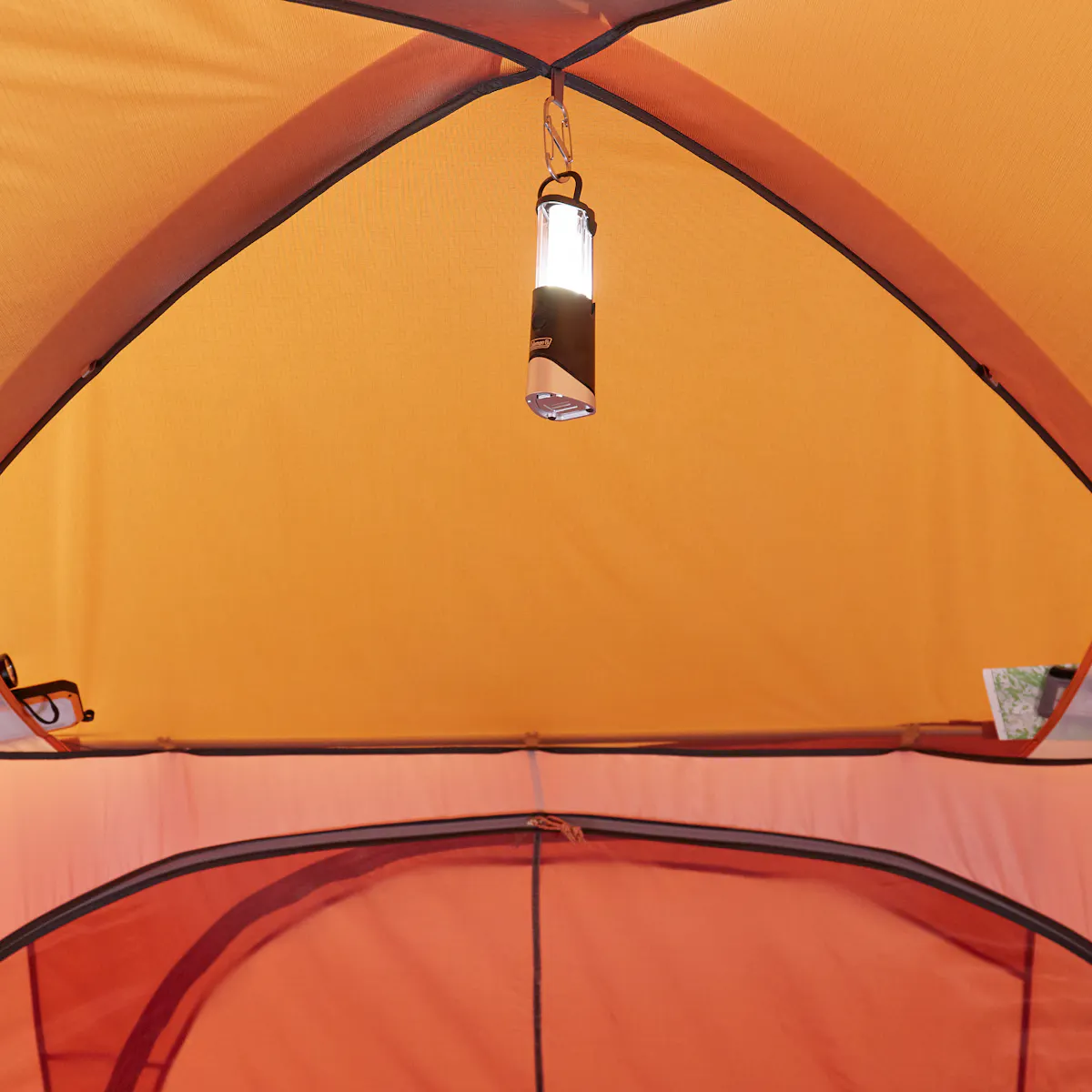 inner tent with hanging tent light